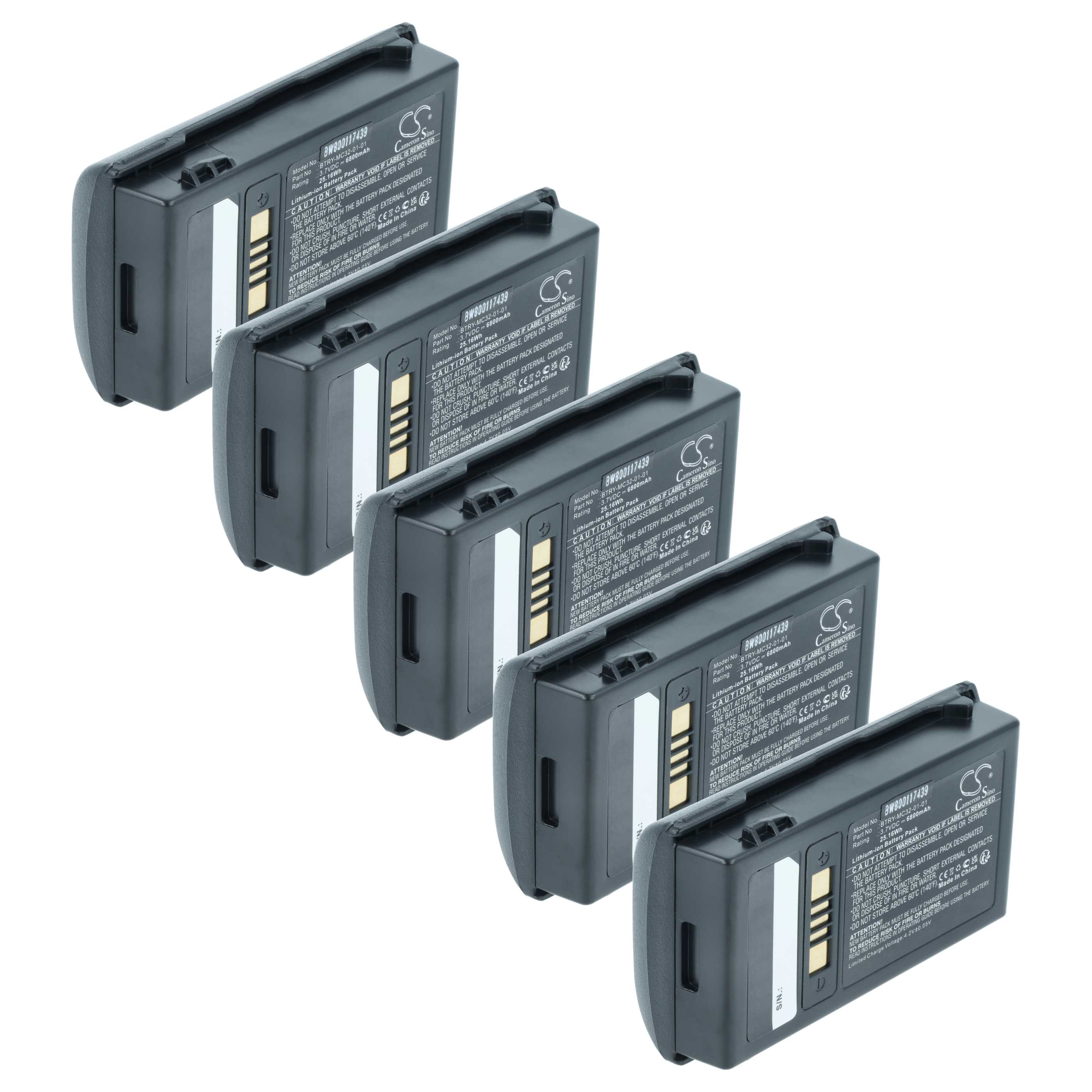 5x Battery replaces Motorola 82-000012-01, BT-000375 for Motorola Barcode Scanner POS - 6800 mAh 3.7 V