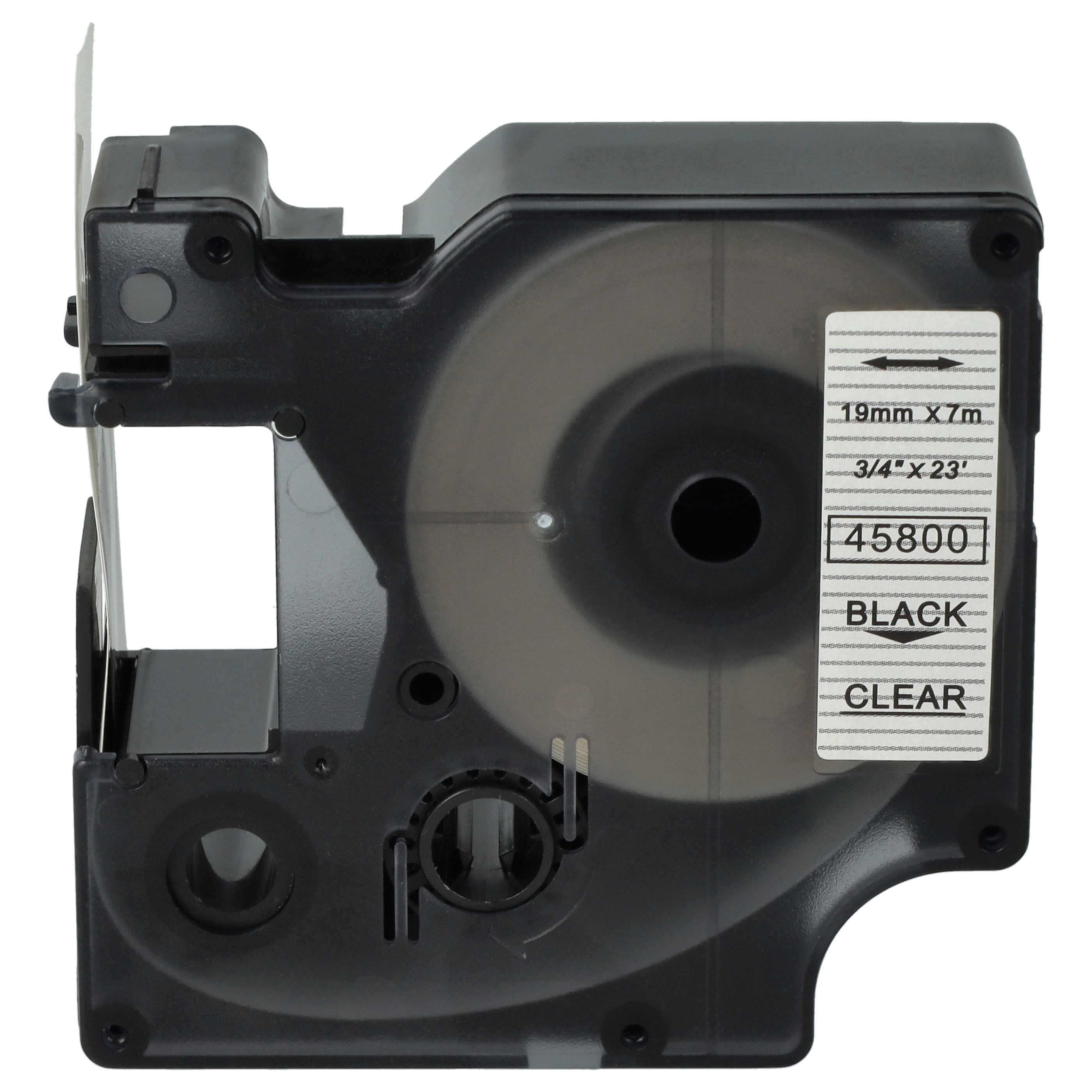 Label Tape replaces Dymo 45800, D1, S0720820 - 19 mm Black to Transparent