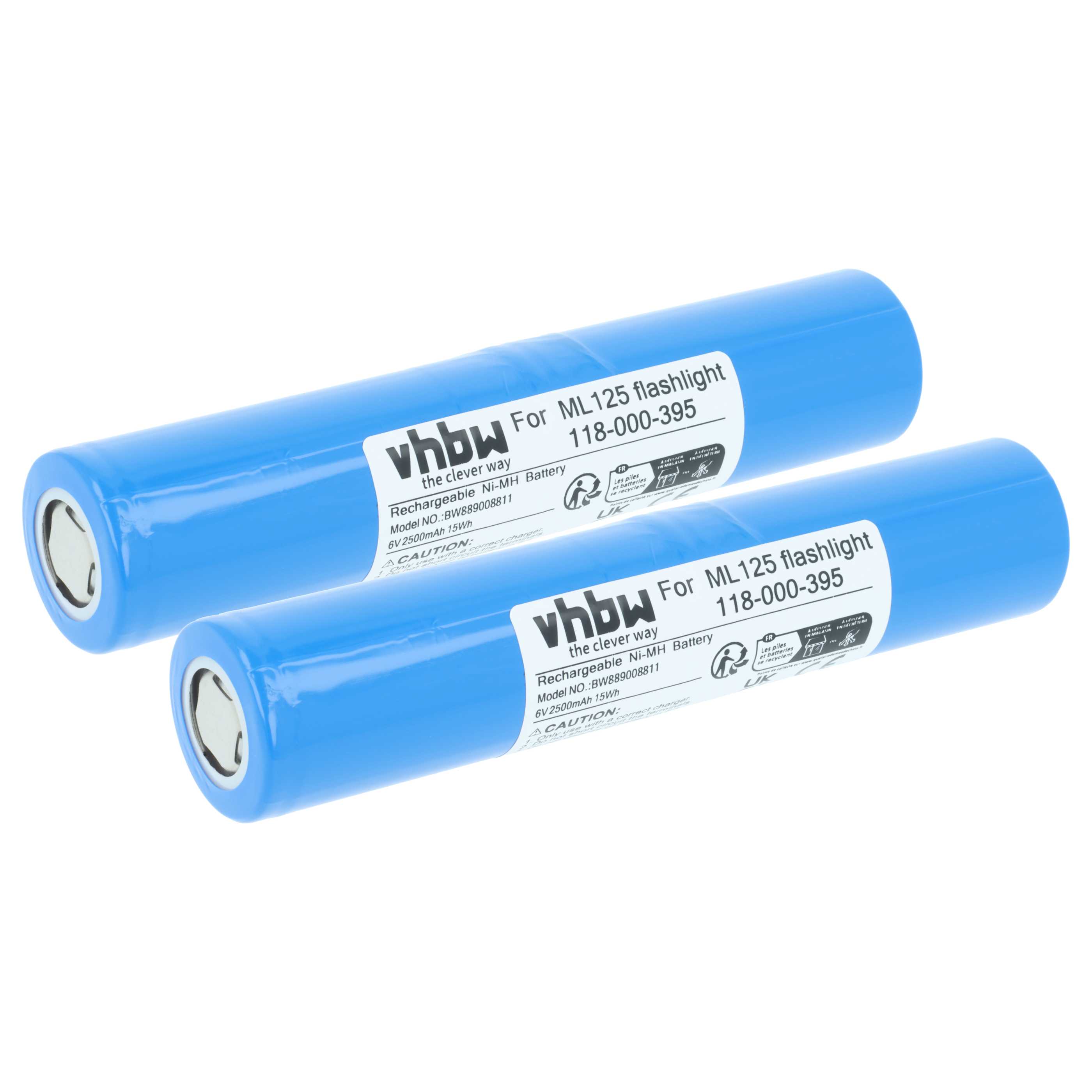 2x Akumulator do latarki czołowej zamiennik Maglite 118-000-395 - 2500 mAh 6 V NiMH