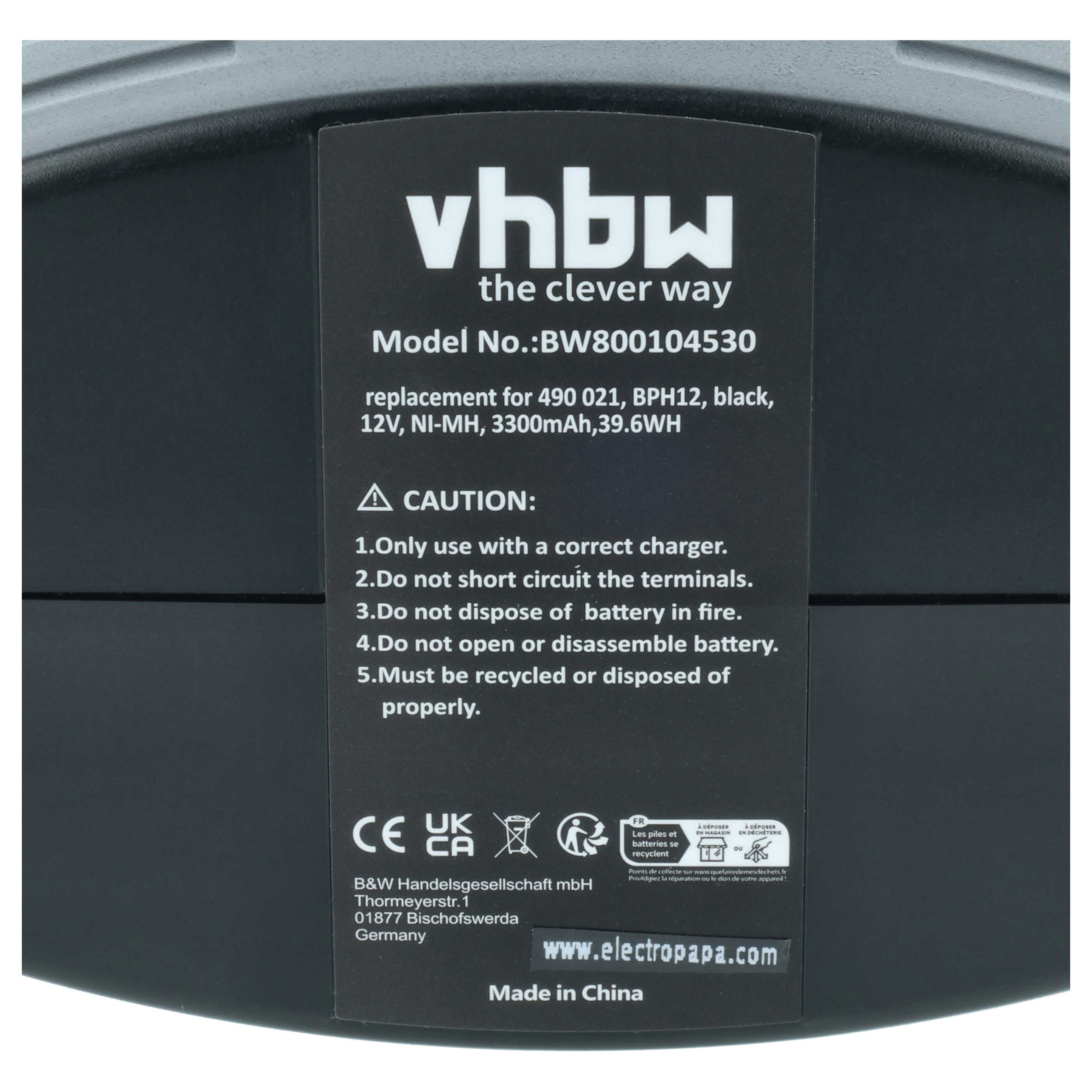 Battery replaces Festo Festool BPH12, BPH12T, 489 003, 490 021 Electric Power Tool - 3300 mAh, 12 V, NiMH