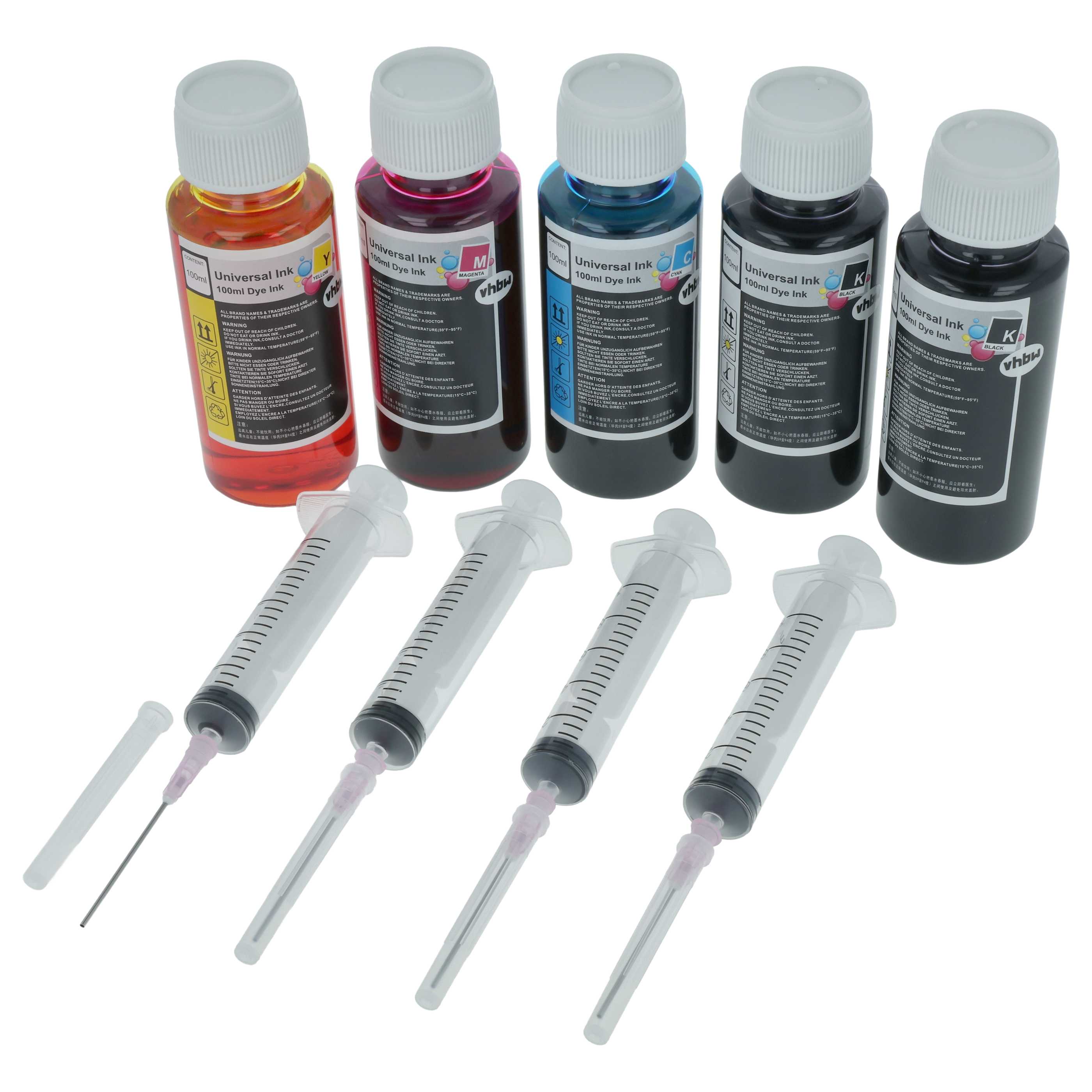 5x Ricarica inchiostro multicolore per stampante , Canon HP da 100ml