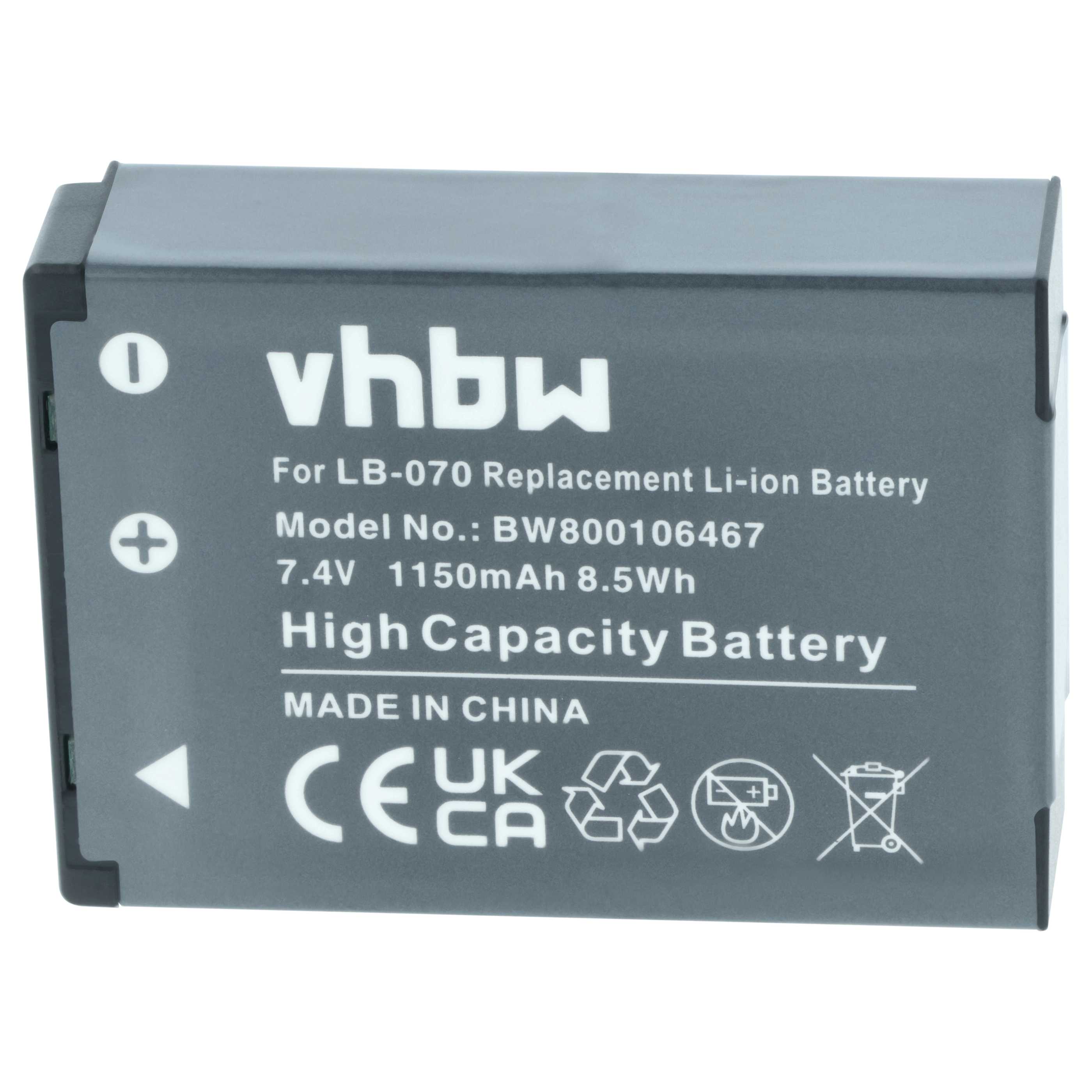 2x Battery replaces Kodak LB-070 - 1150mAh, 7.4V, Li-Ion