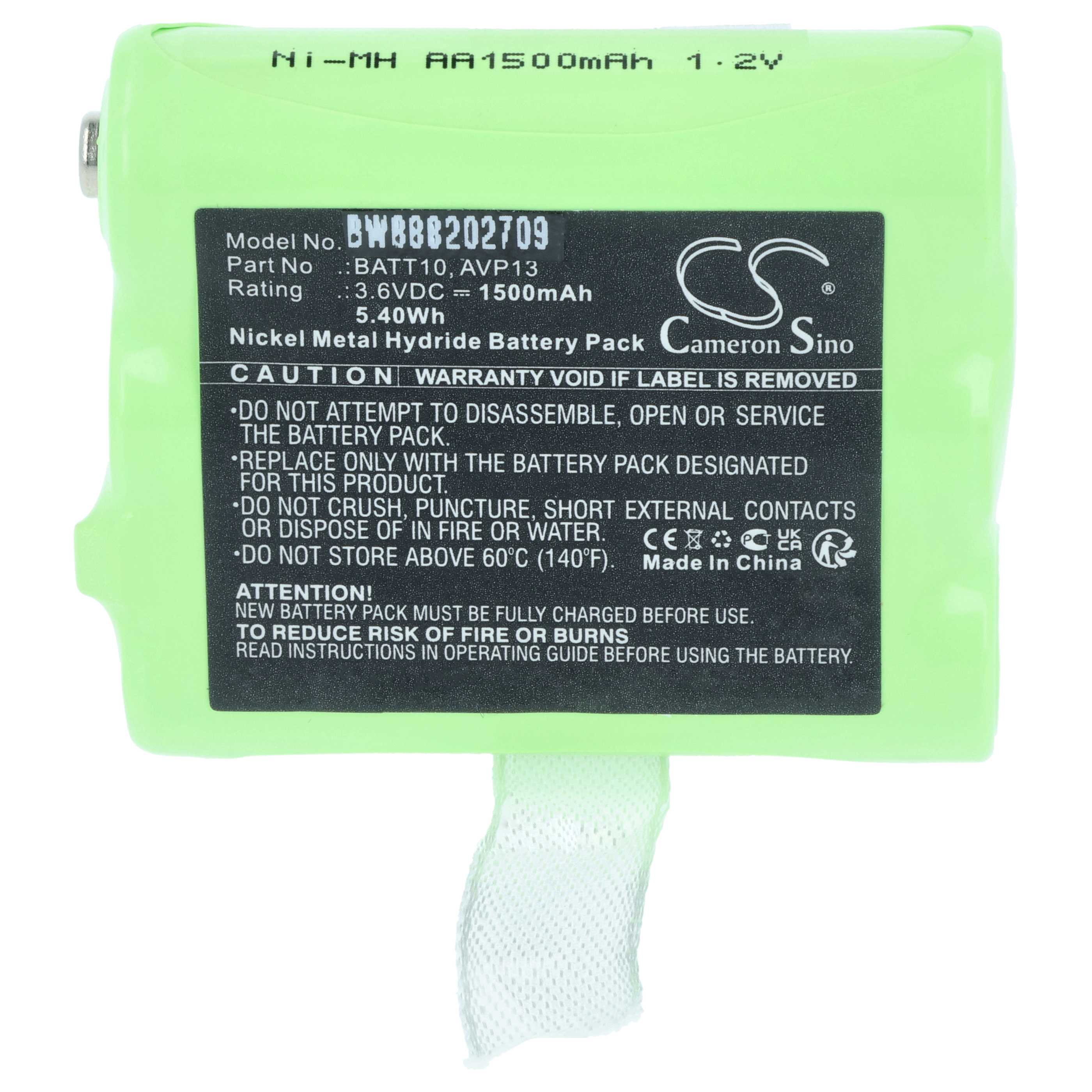 Radio Battery replaces Midland PB-X7, BATT10, AVP13 - 1500 mAh 3.6 V NiMH