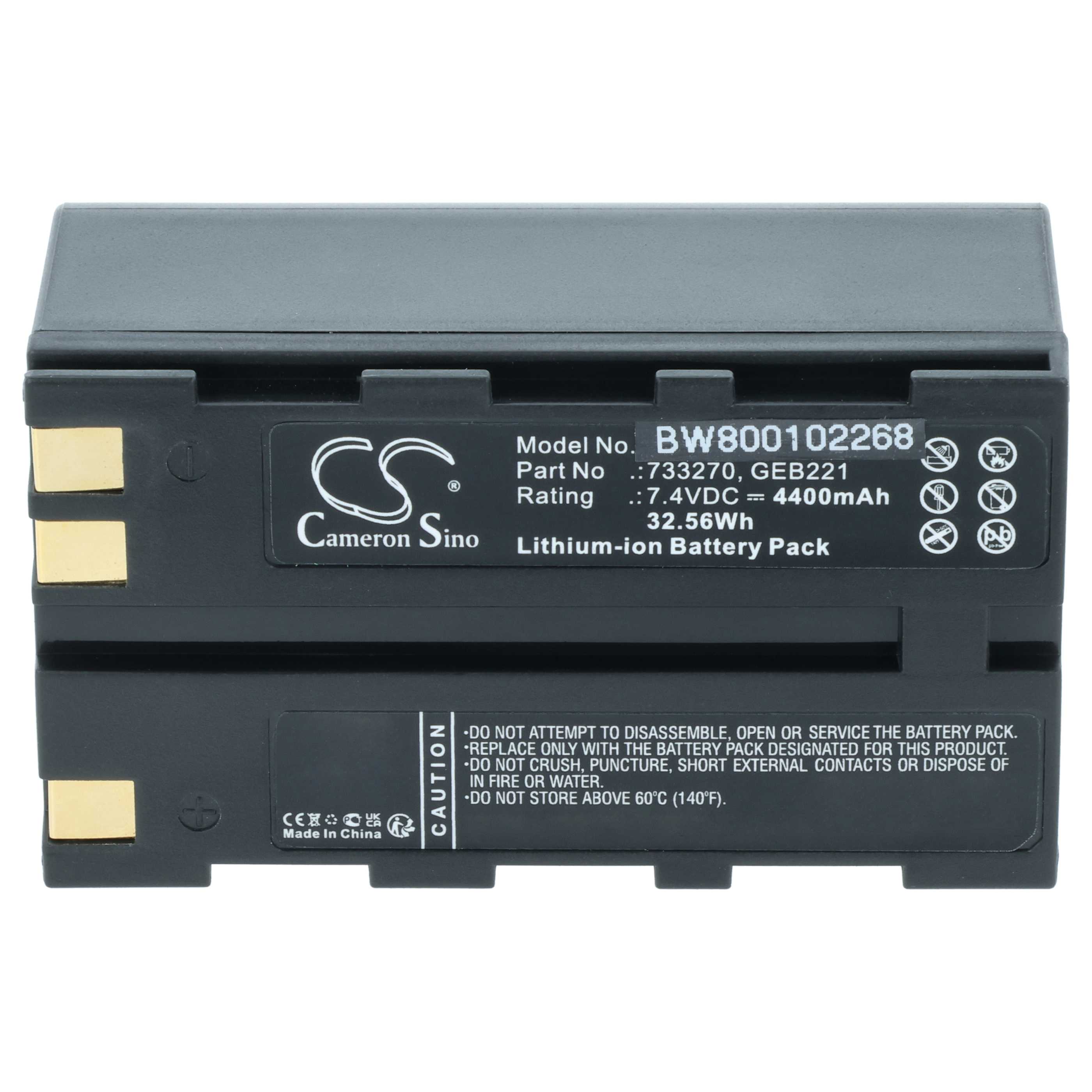 Batería reemplaza Geomax ZBA200, ZBA400 para dispositivo medición (4400 mAh, 7,4 V, Li-Ion)