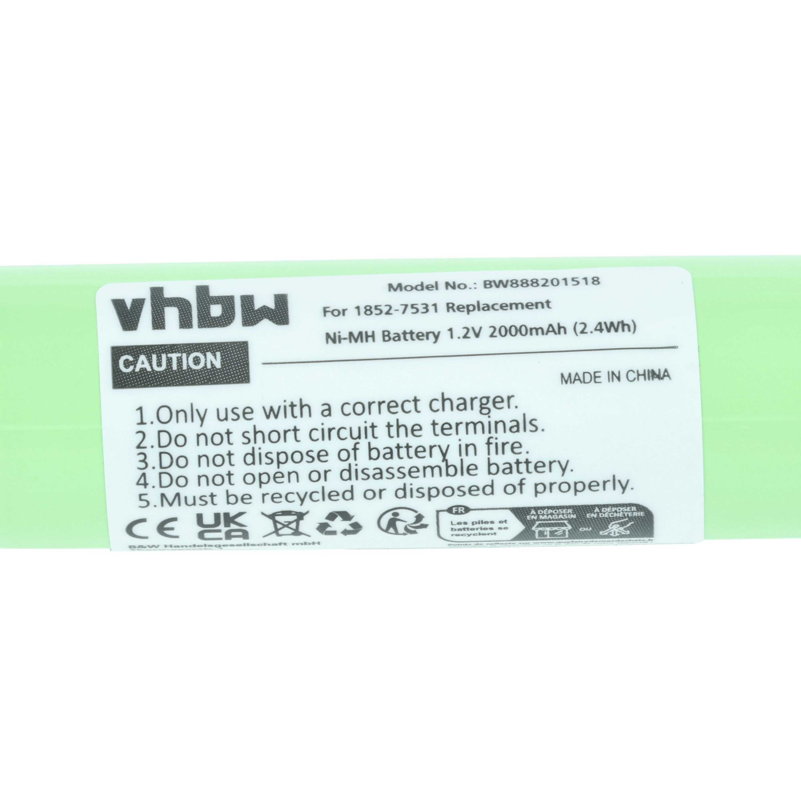 Batteria per rasoio sostituisce Moser 1852-7531 - 2000mAh 1,2V NiMH