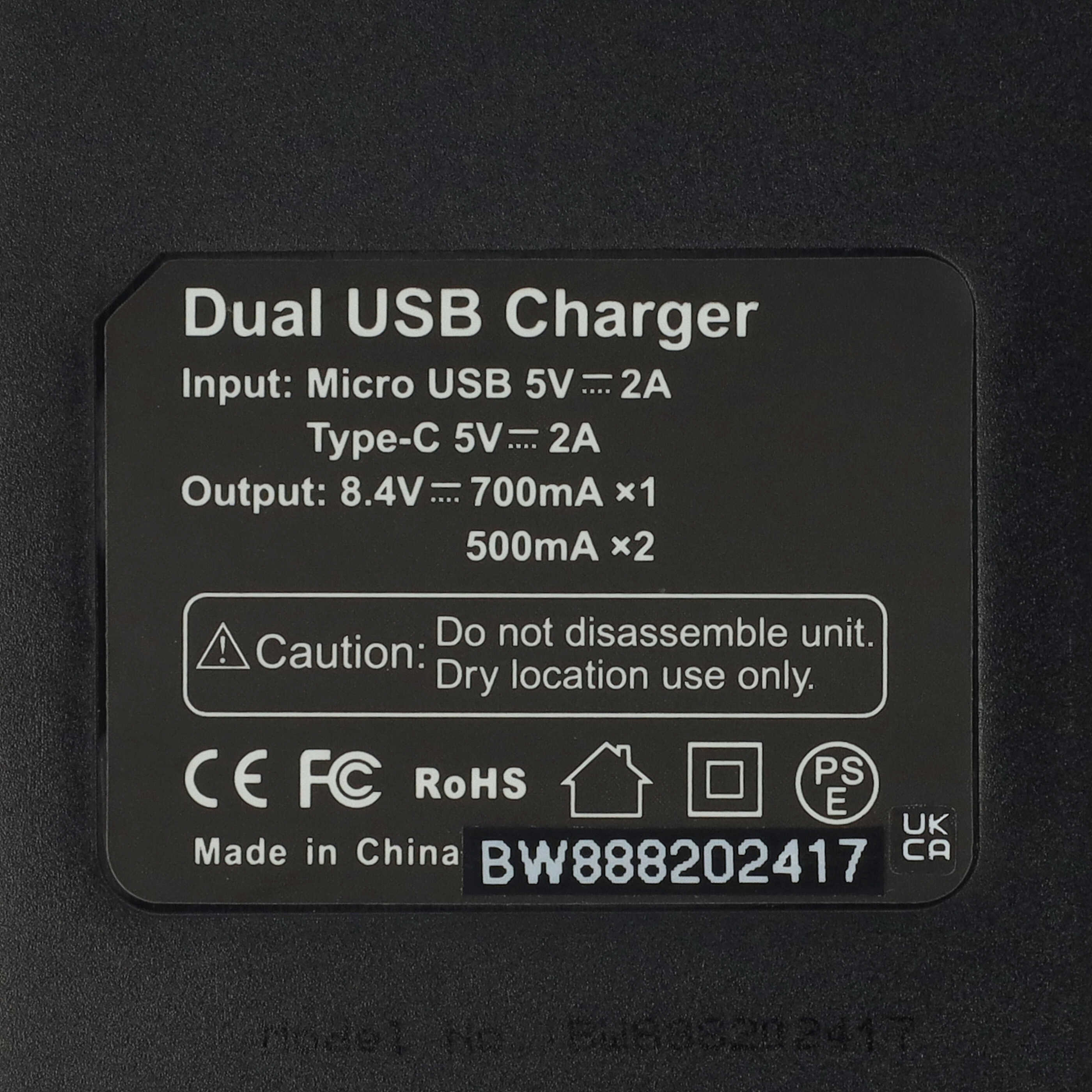 Battery Charger suitable for VmicLink5 RX+ Camera etc. - 0.5 A, 8.4 V