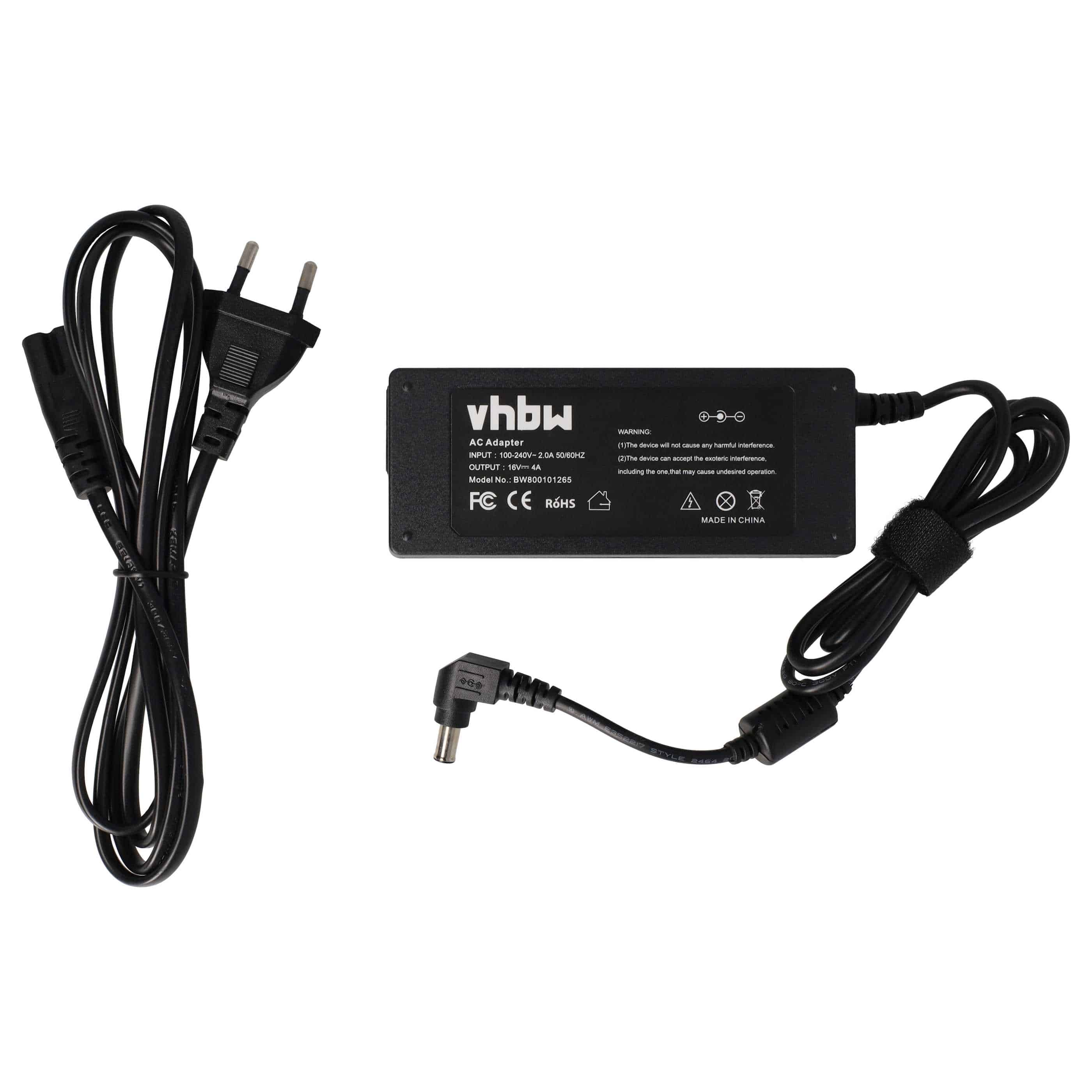 Mains Power Adapter replaces Sony PCGA-AC16V3, PCGA-AC16V4, PCGA-AC16V6, PCGA-AC16V1 for SonyNotebook, 64 W