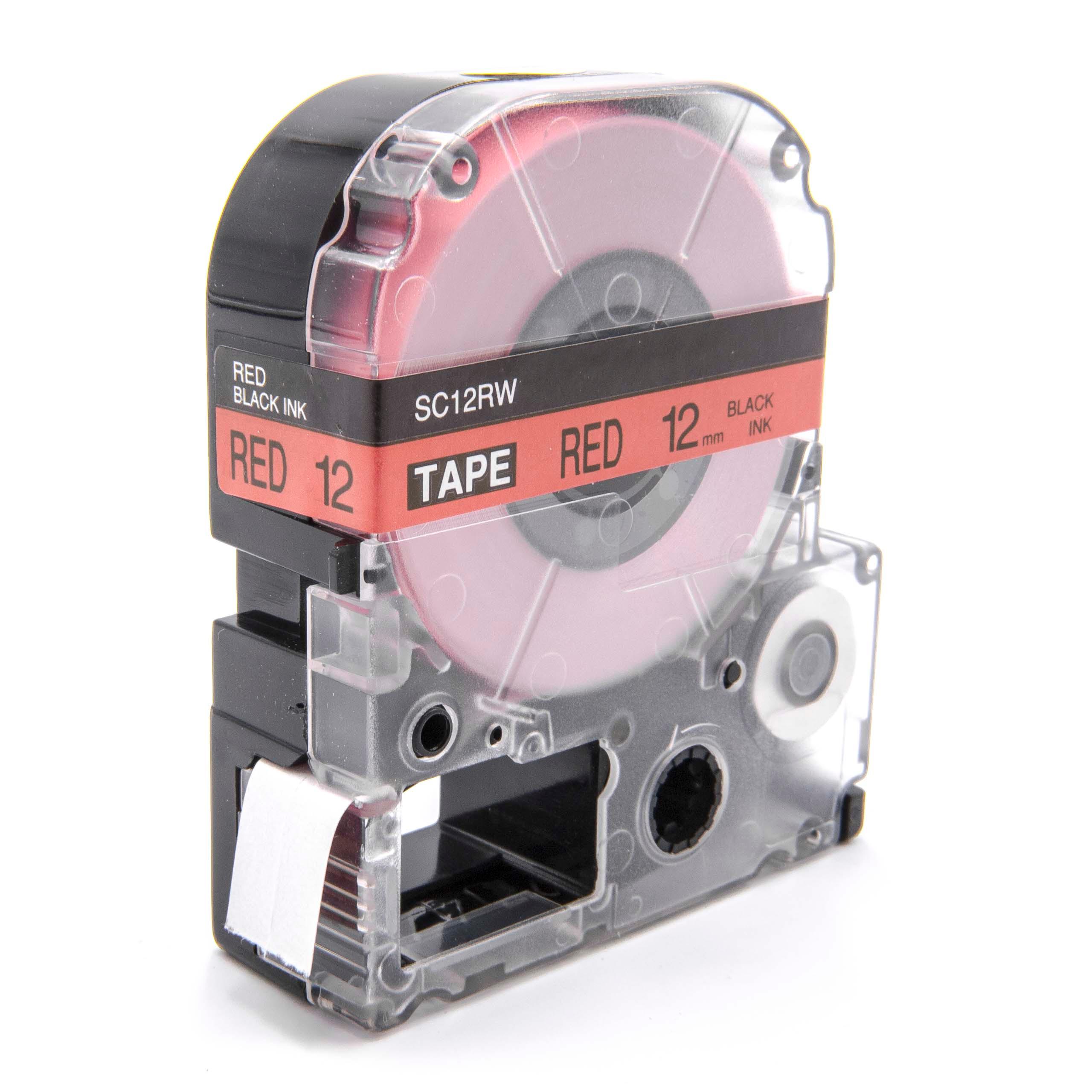 Cassette à ruban remplace Epson LC-4YRN - 12mm lettrage Noir ruban Rouge
