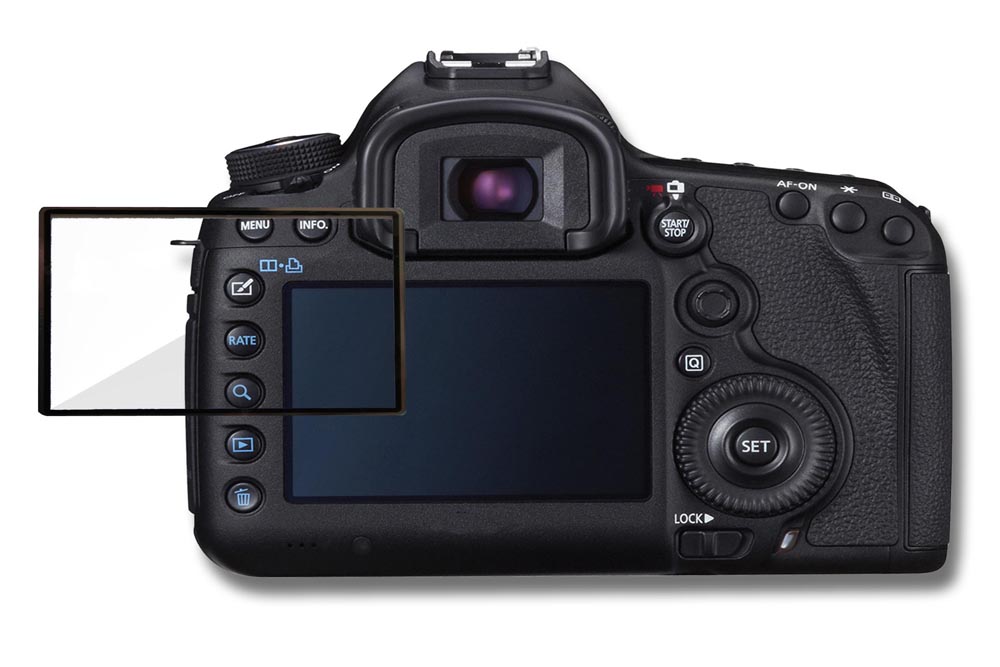 Vetro protezione display LCD compatibile con Canon EOS 500D, autoadesivo 