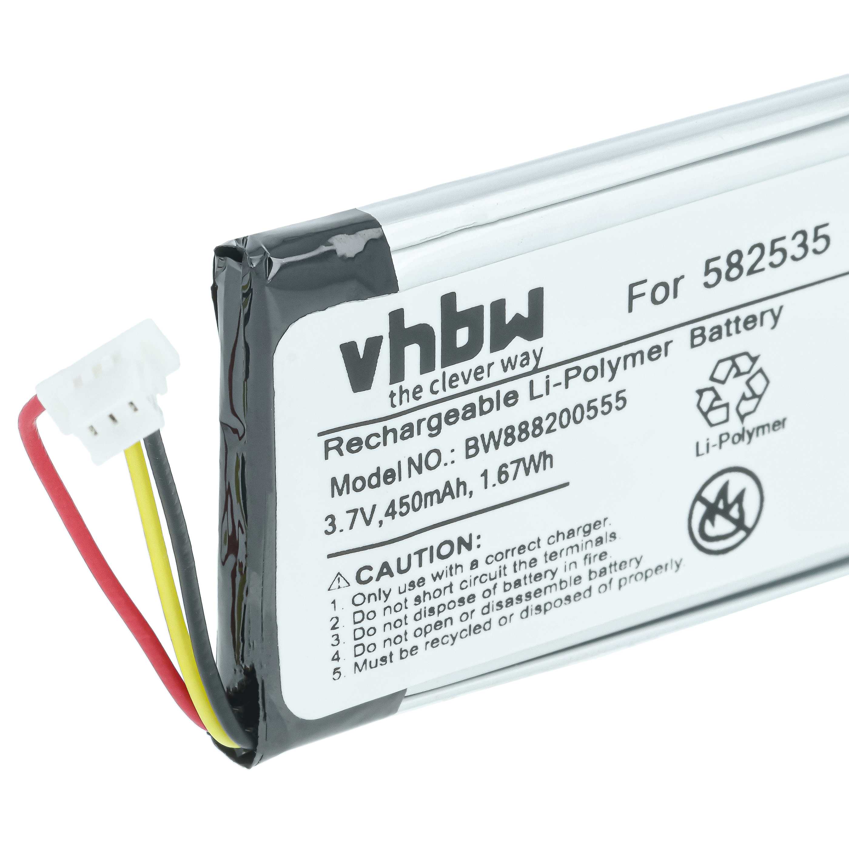 Videocamera Battery replaces Mio 582535, 1ICP6/26/36 - 450 mAh 3.7 V Li-polymer