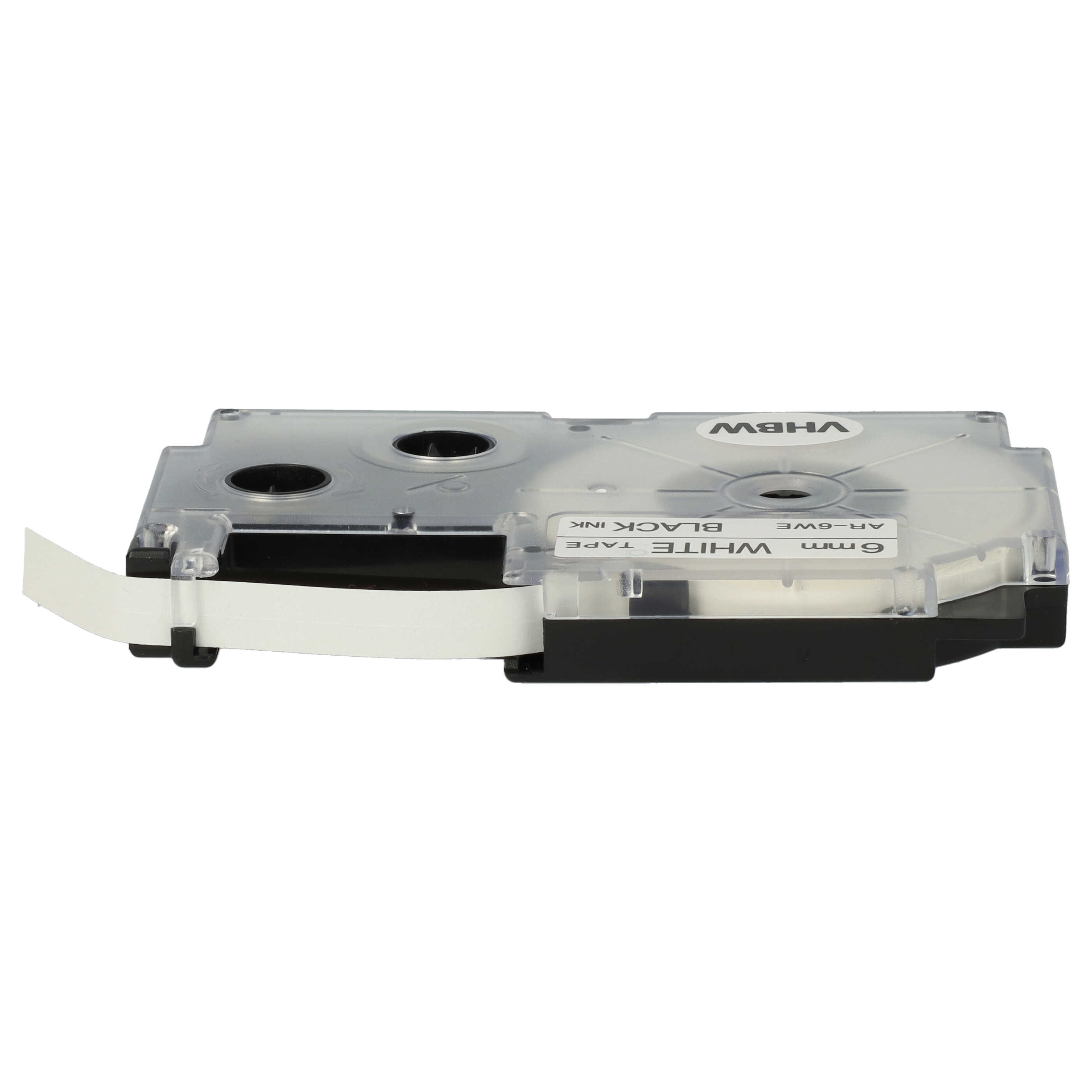Cassette à ruban remplace Casio XR-6WE, XR-6WE1 - 6mm lettrage Noir ruban Blanc