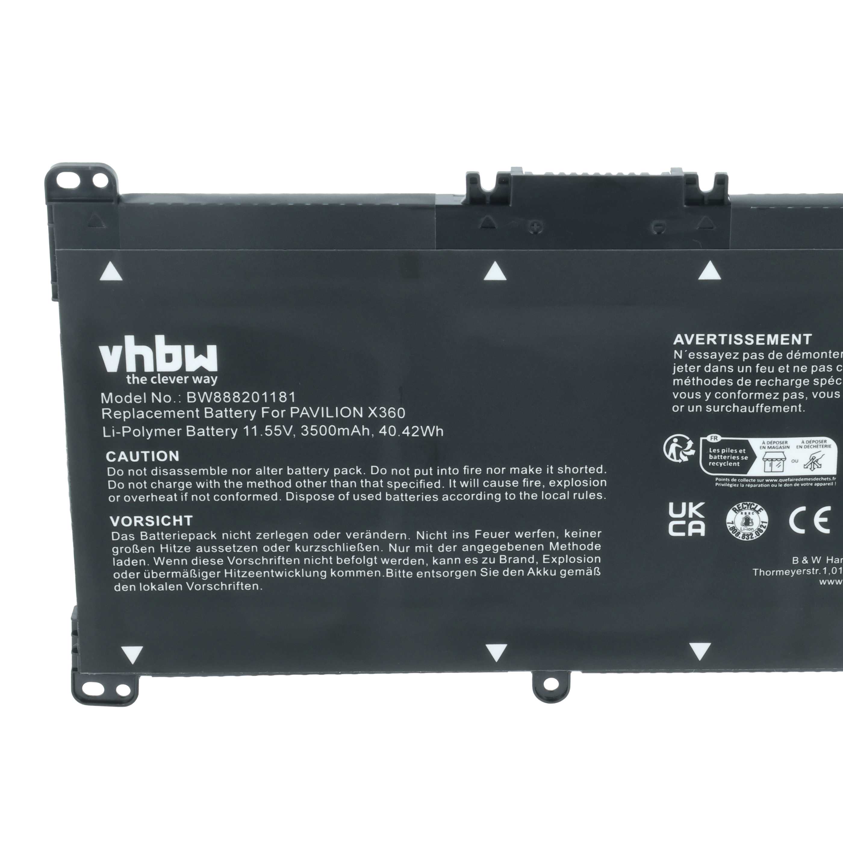 Akumulator do laptopa zamiennik HP 916366-421, 916811-855, BK03XL, HSTNN-LB7S - 3500 mAh 11,55 V LiPo, czarny