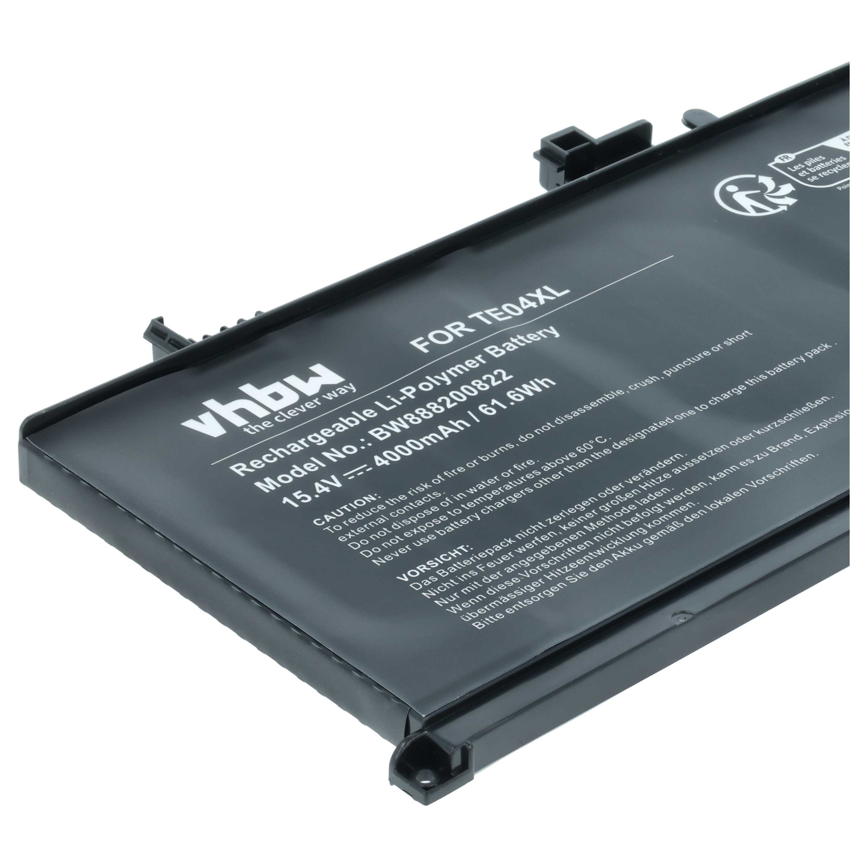 Batterie remplace HP 15-AX033TX, 905175-271 pour ordinateur portable HP- 4000mAh 15,4V Li-polymère, noir
