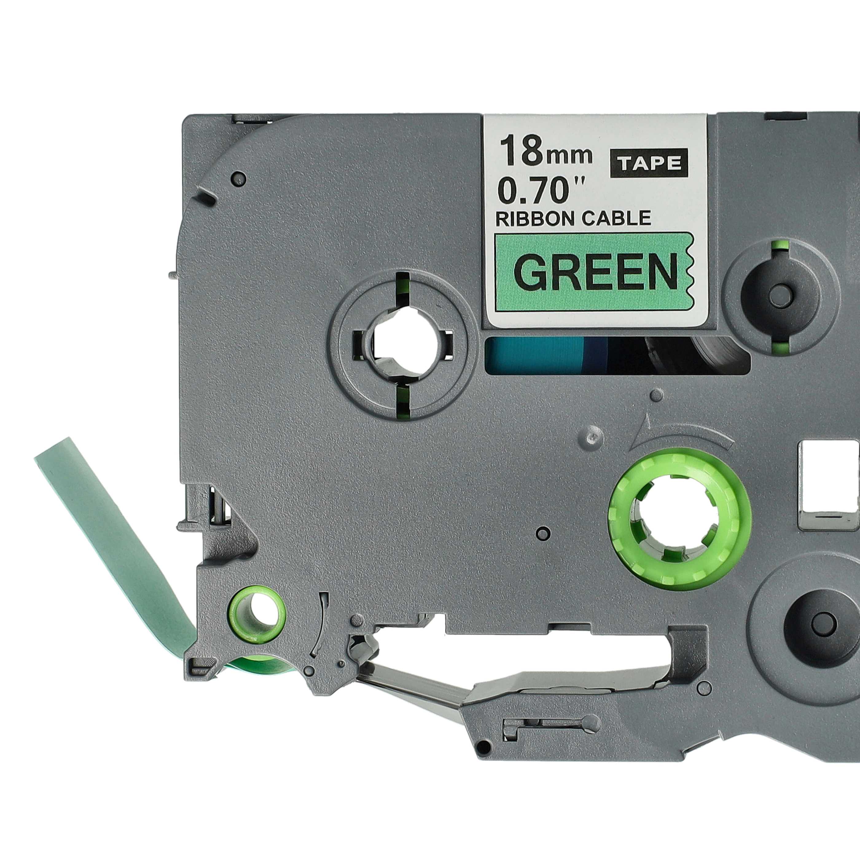 Cassetta nastro sostituisce Brother TZeFX741 per etichettatrice Brother 18mm nero su verde, flessibile