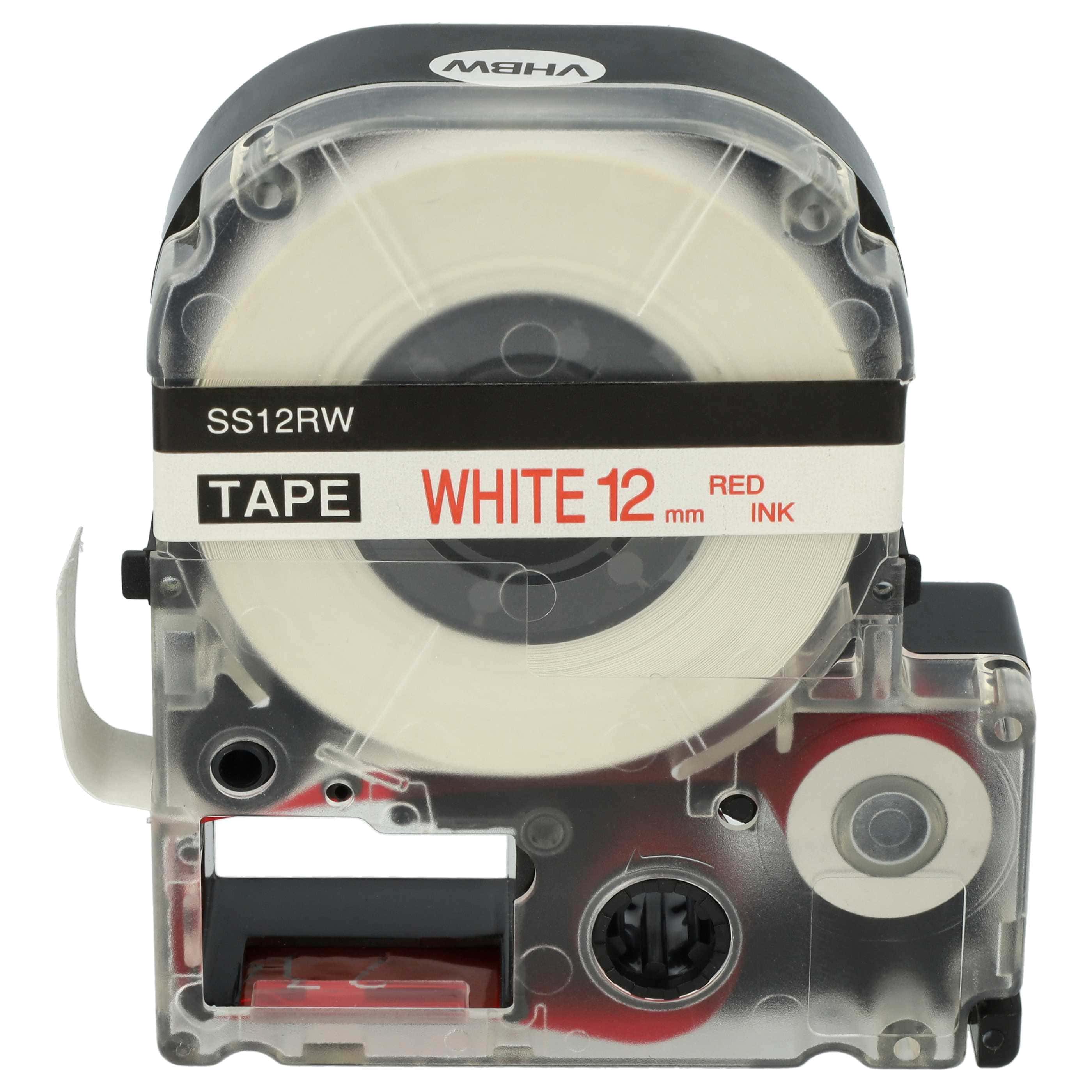 Label Tape replaces Epson LC-4WRN - 12 mm Red to White