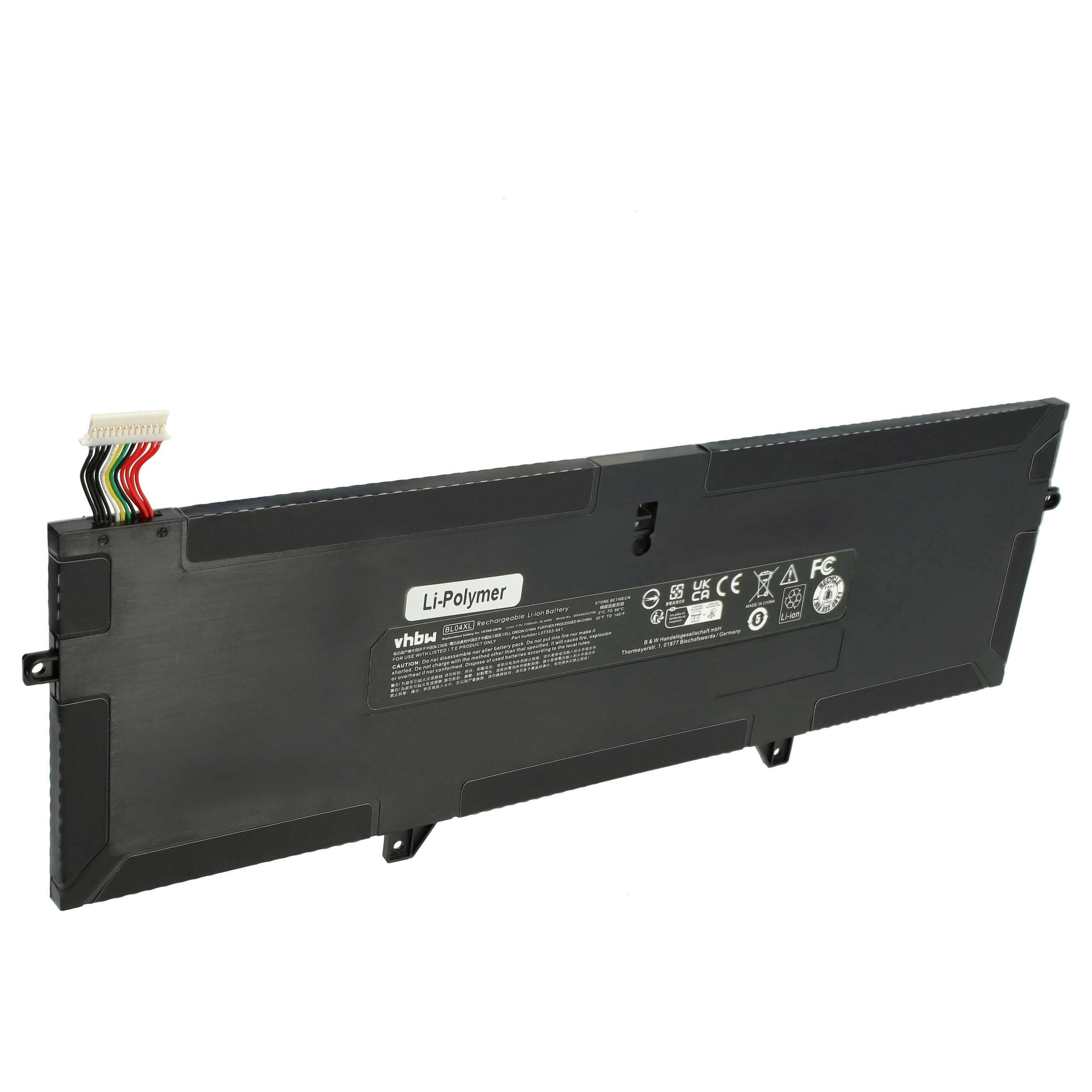 Batterie remplace HP BL04056XL, HSTNN-DB8M, BL04XL pour ordinateur portable - 7200mAh 7,7V Li-polymère