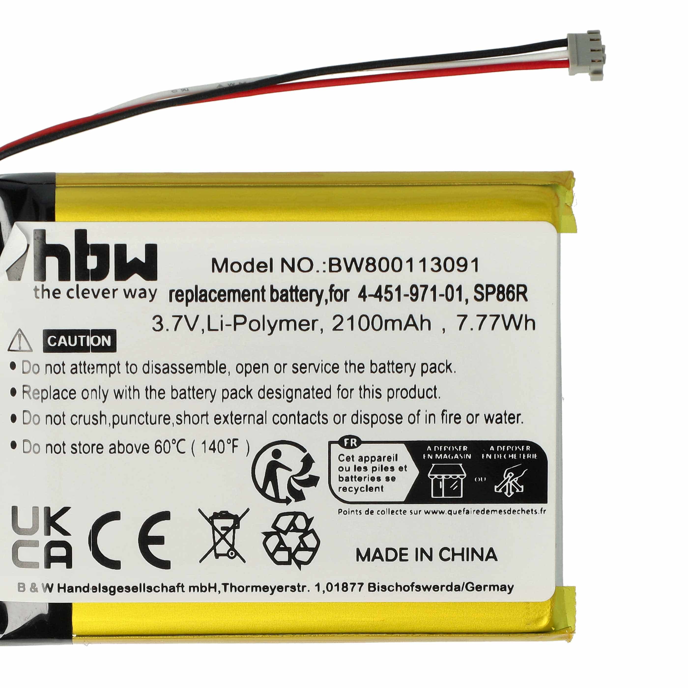 Games Console Battery replaces Sony SP86R, 4-451-971-01 - 2100 mAh 3.7 V Li-Ion
