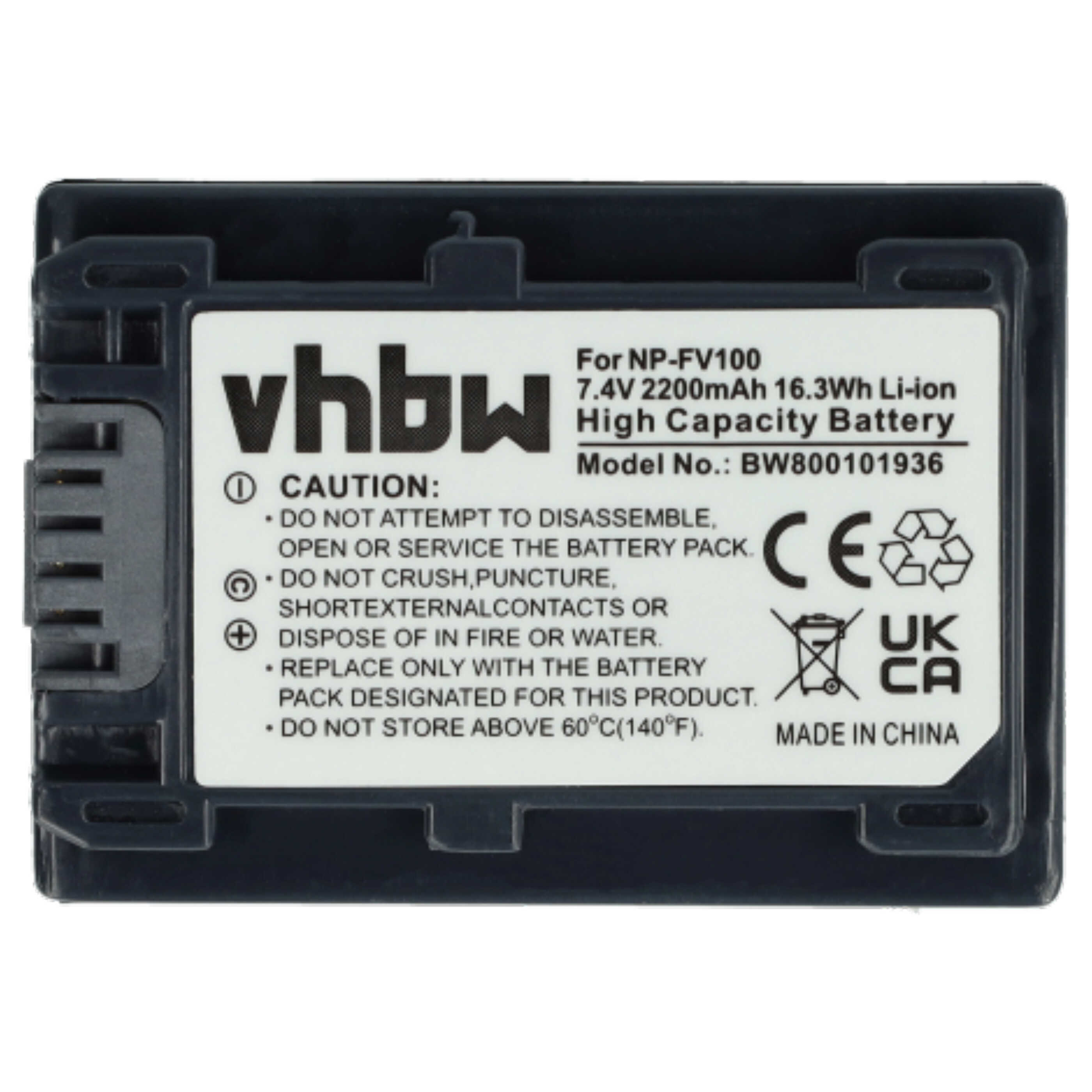 Videocamera 3x Battery replaces Sony NP-FV40, NP-FV50, NP-FV100, NP-FV60, NP-FV30 - 2200 mAh 7.2 V Li-Ion