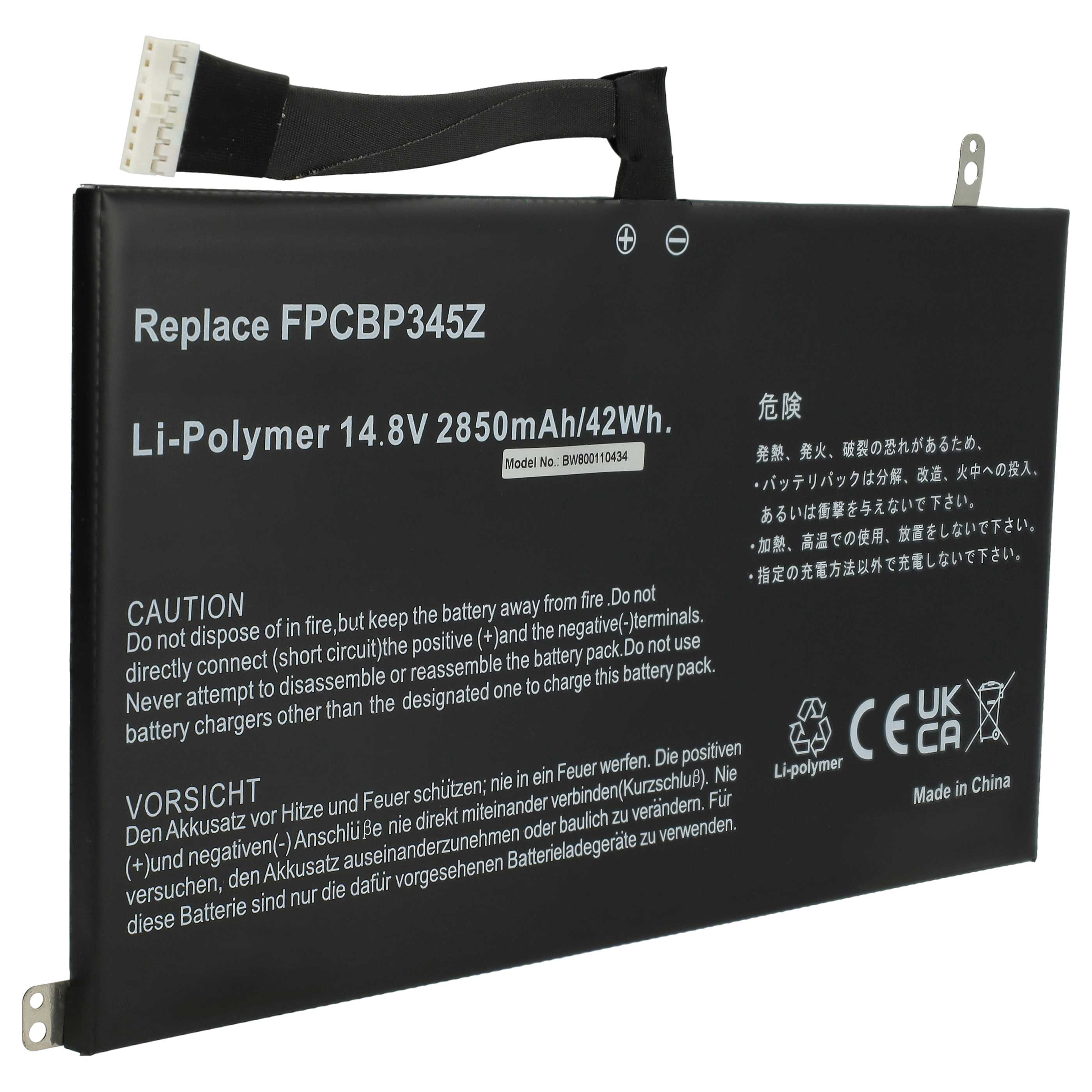 Notebook-Akku als Ersatz für Fujitsu FPCBP345Z, FMVNBP219, FPB0280 - 2850mAh 14,8V Li-Polymer