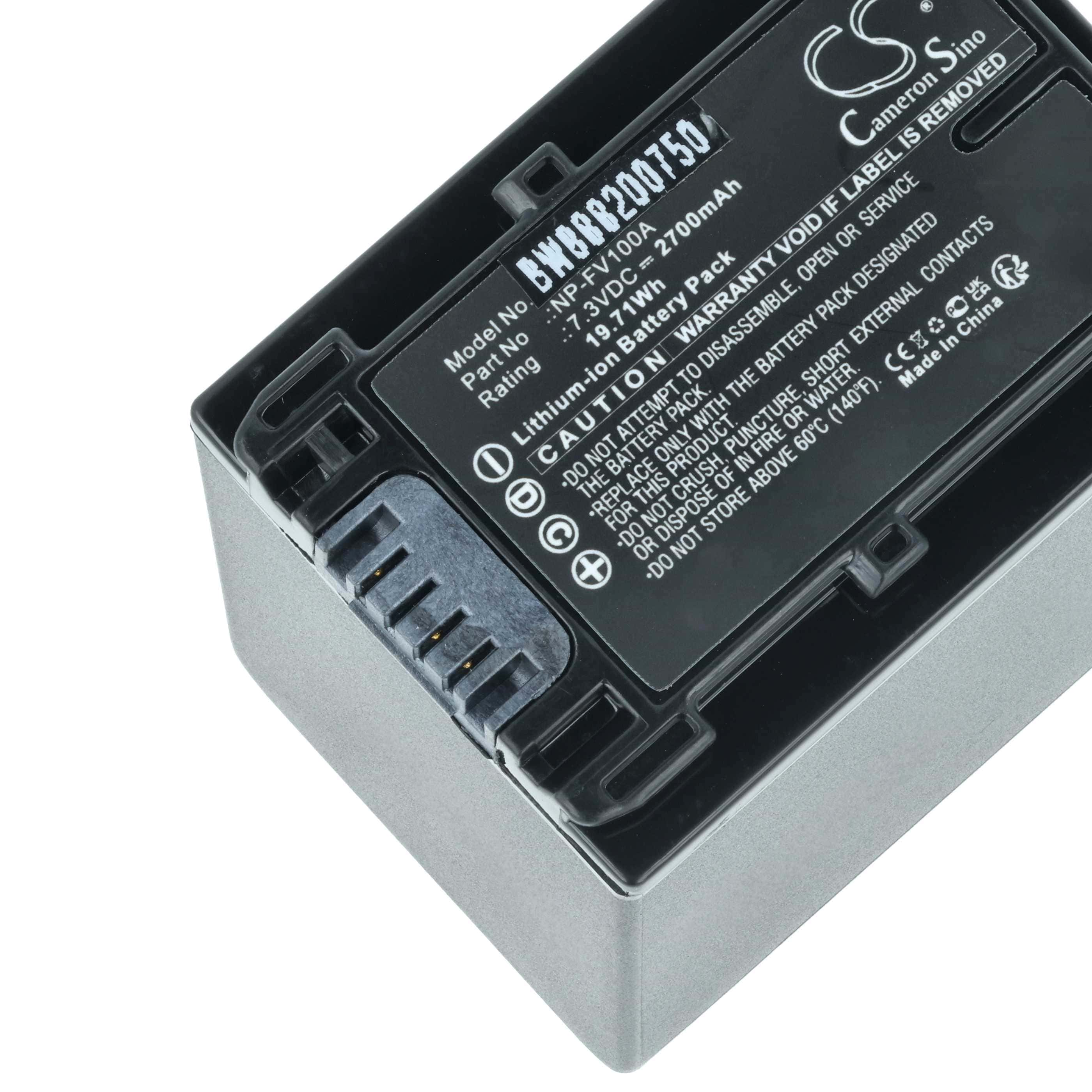 Videocamera 2x Battery replaces Sony NP-FV100A - 2700 mAh 7.3 V Li-Ion