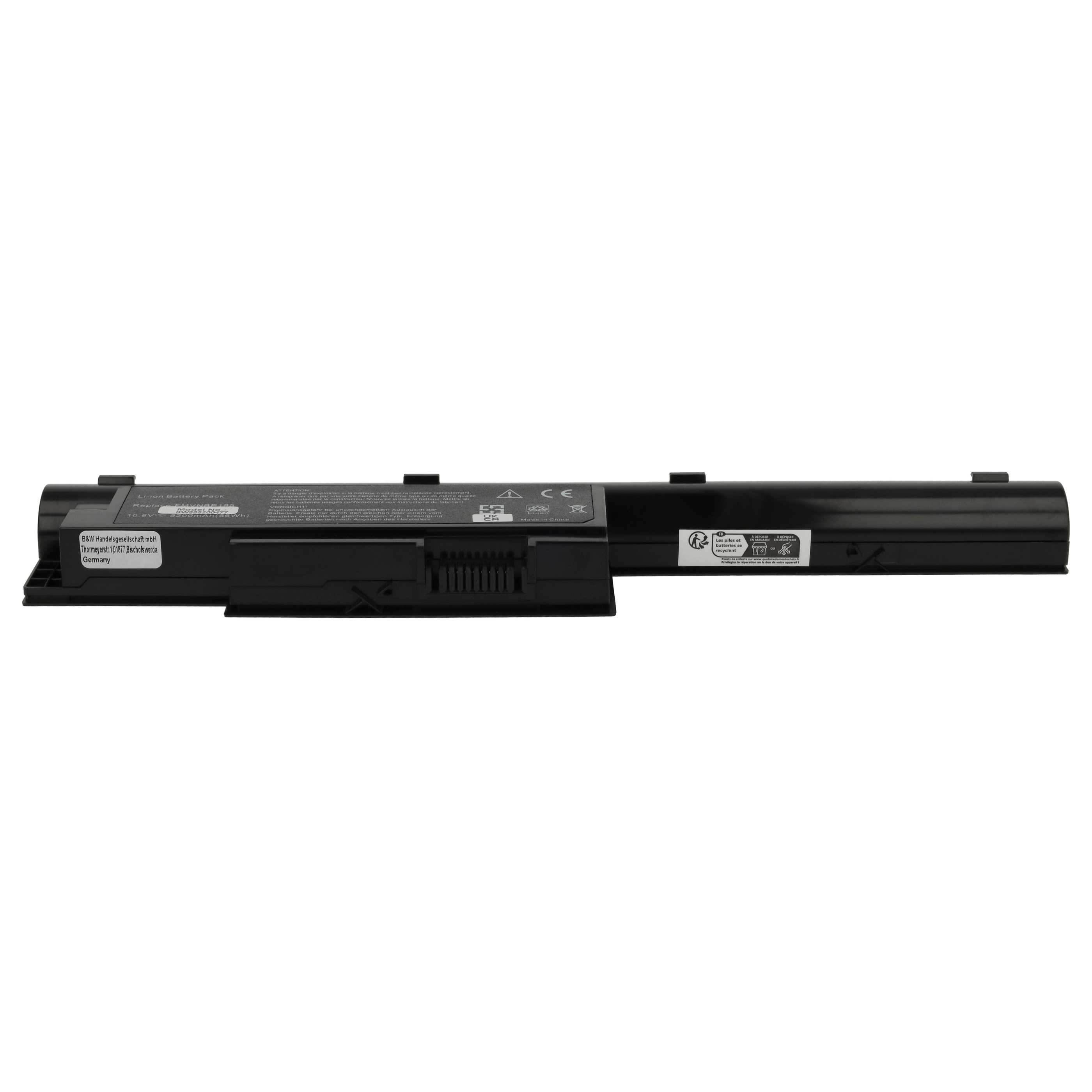 Akumulator do laptopa zamiennik Fujitsu CP516151-01, FPCBP274, FMVNBP195 - 5200 mAh 10,8 V Li-Ion, czarny