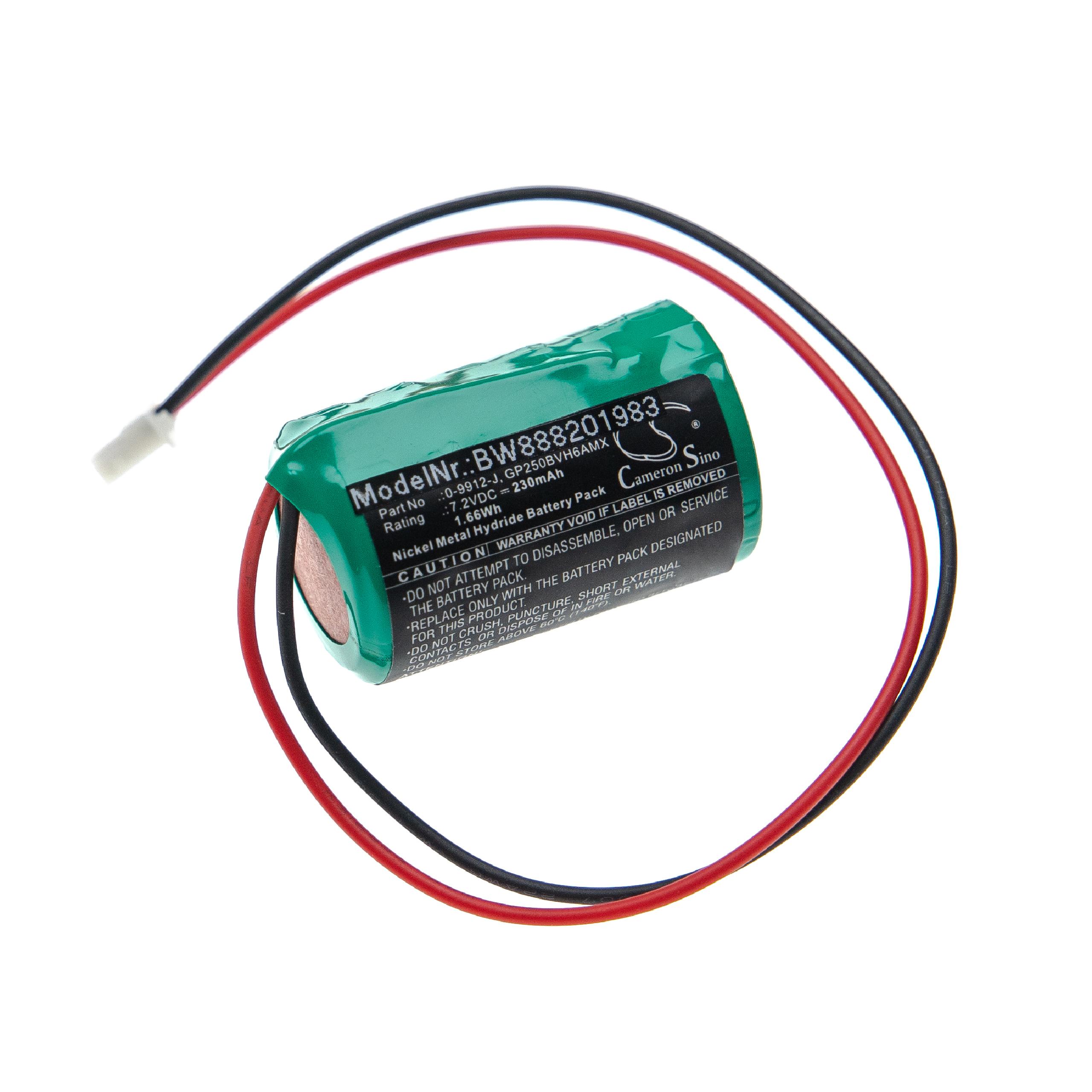 Batterie remplace Visonic 0-9912-J, GP250BVH6AMX pour centrale d'alarme - 230mAh 7,2V NiMH