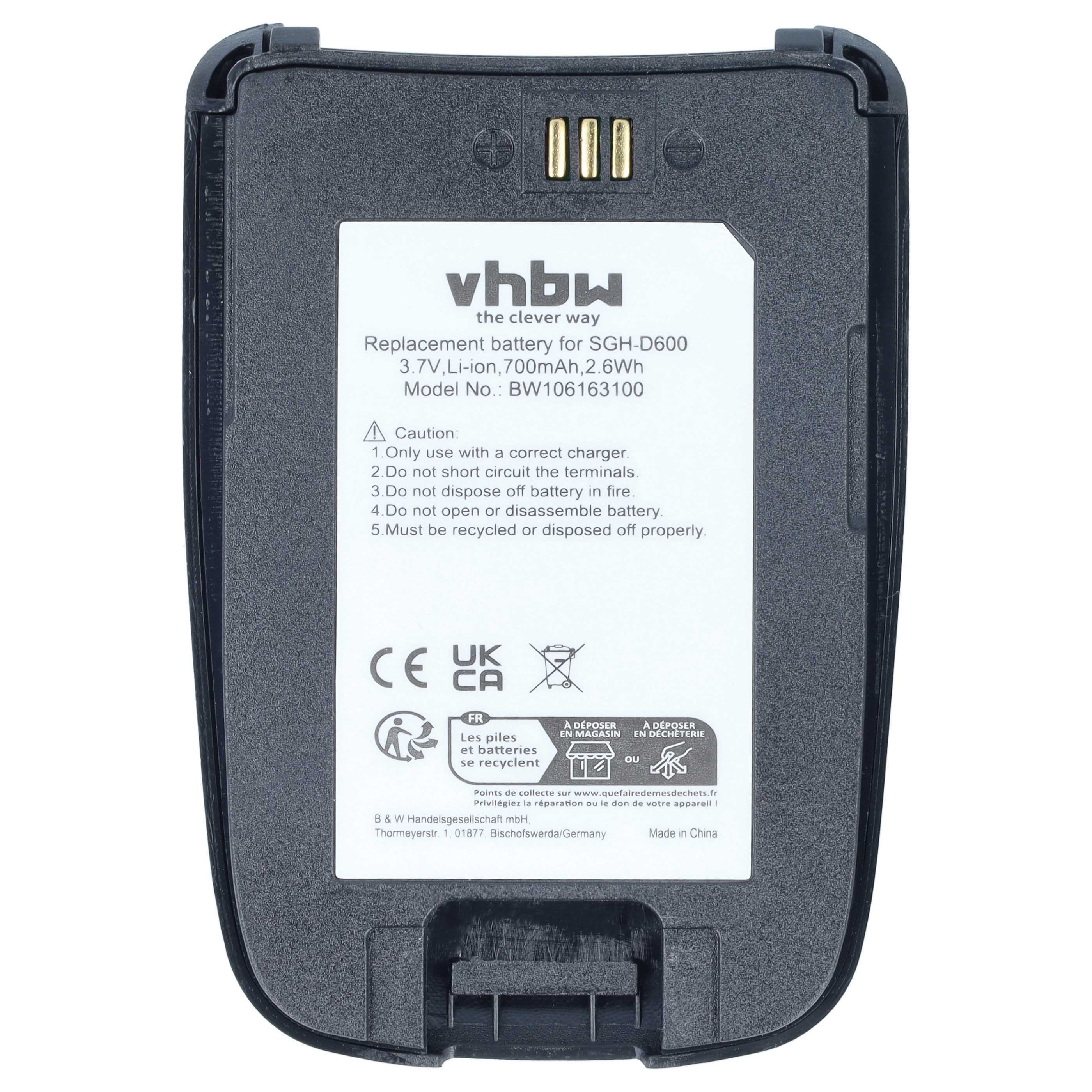 Batteria sostituisce Samsung BST4389BE per cellulare - 700mAh 3,7V Li-Ion + cover retro nero