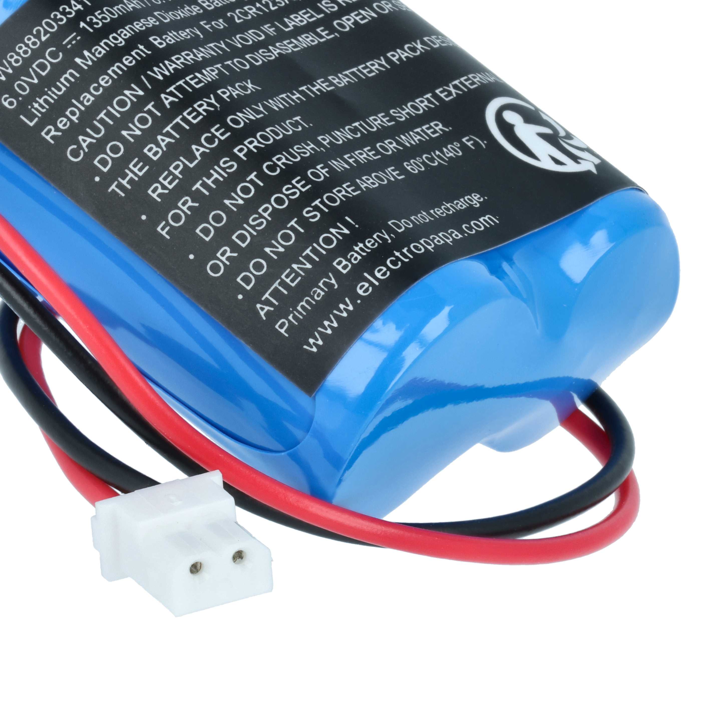 Batería reemplaza Visonic 103-302915, 103-302891 para detector con sensor PIR (1350 mAh, 6 V, Li-MnO2)