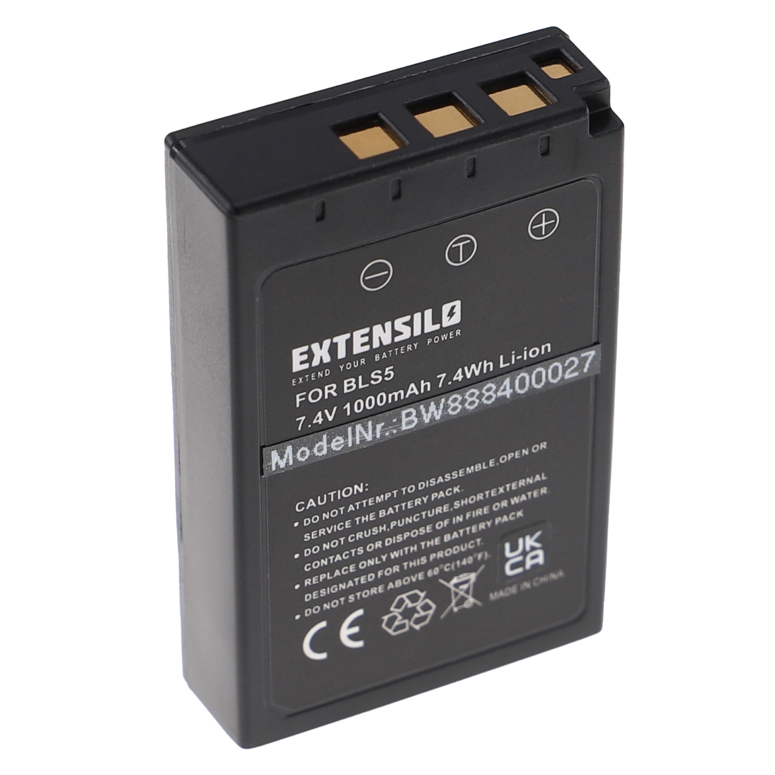 Battery Replacement for Olympus PS-BLS5, BLS50, BLS-5, BLS-50 - 1000mAh, 7.4V, Li-Ion with Info Chip