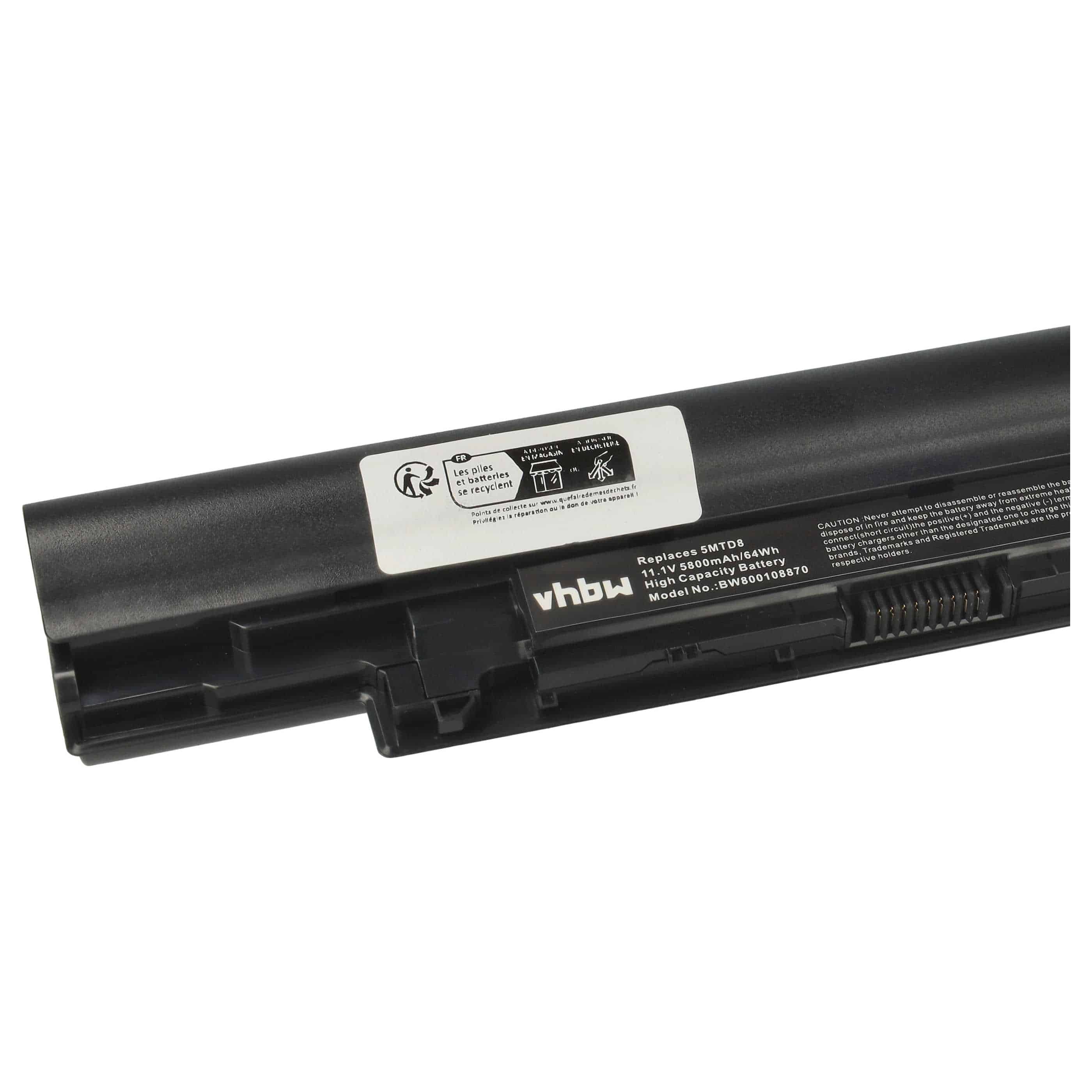 Akumulator do laptopa zamiennik Dell YFOF9, YFDF9, VDYR8, HGJW8, H7WX1, 5MTD8 - 5800 mAh 11,1 V Li-Ion, czarny