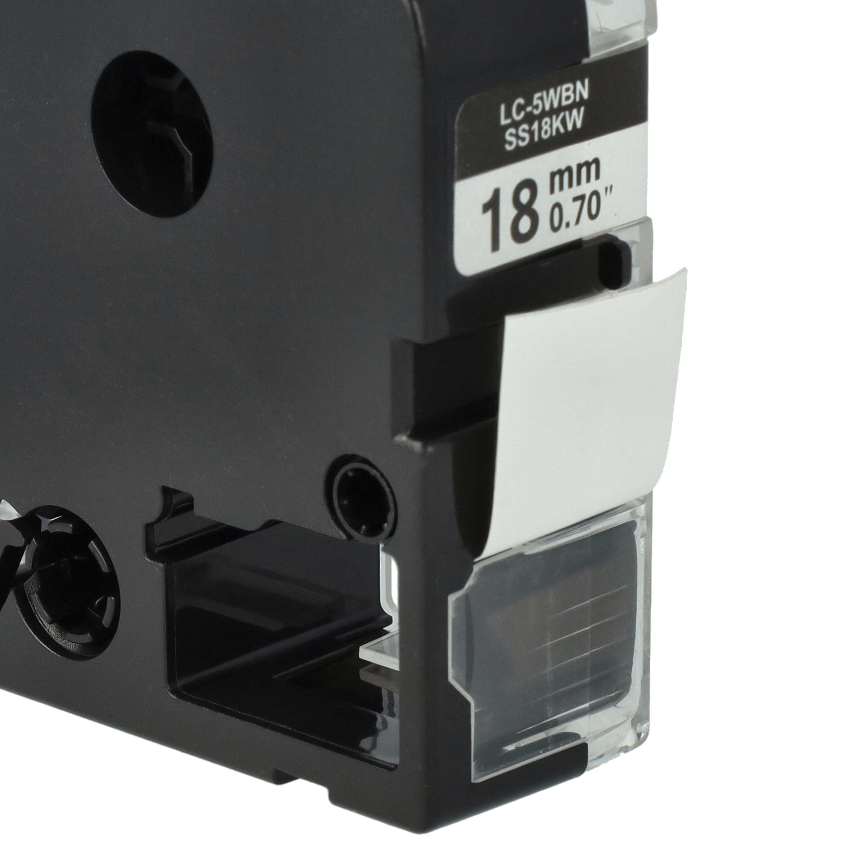 50x Label Tape replaces Epson LC-5WBN - 18 mm Black to White
