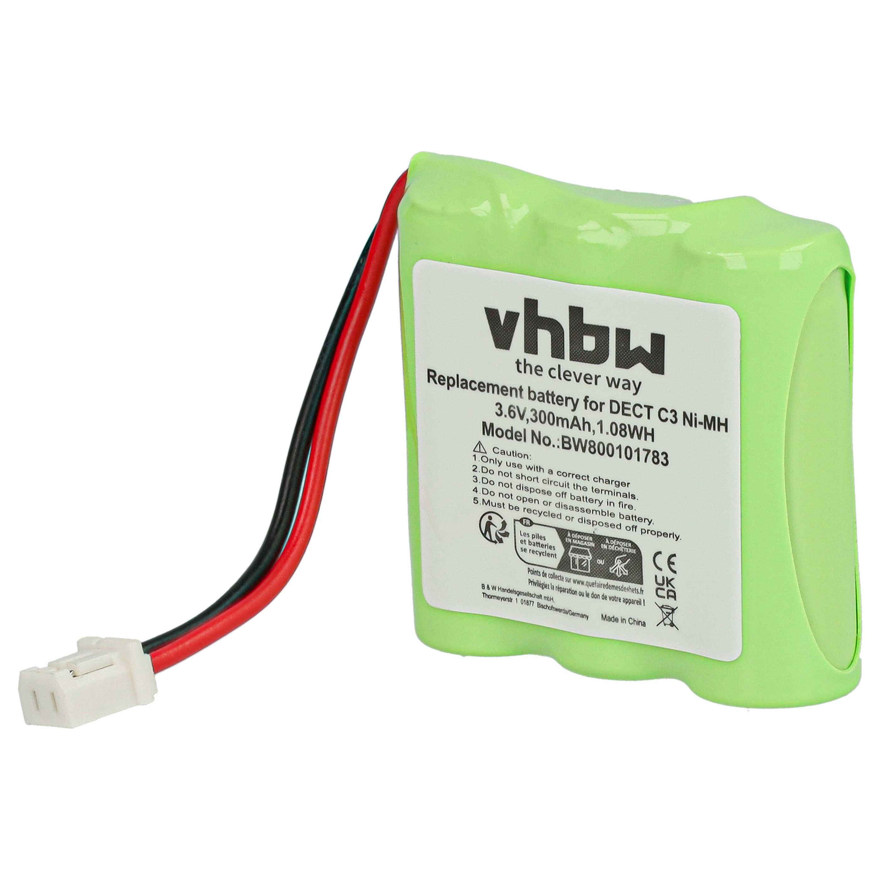Batterie remplace Sagem T302, RPD4829, 30AAM3BMX pour téléphone Sagem - 300mAh 3,6V NiMH