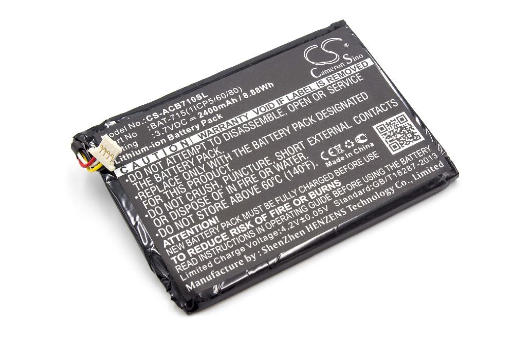 Batería reemplaza Acer KT.00103.001, BAT-715(1ICP5/60/80) para tablet, Pad Acer - 2400 mAh 3,7 V Li-poli