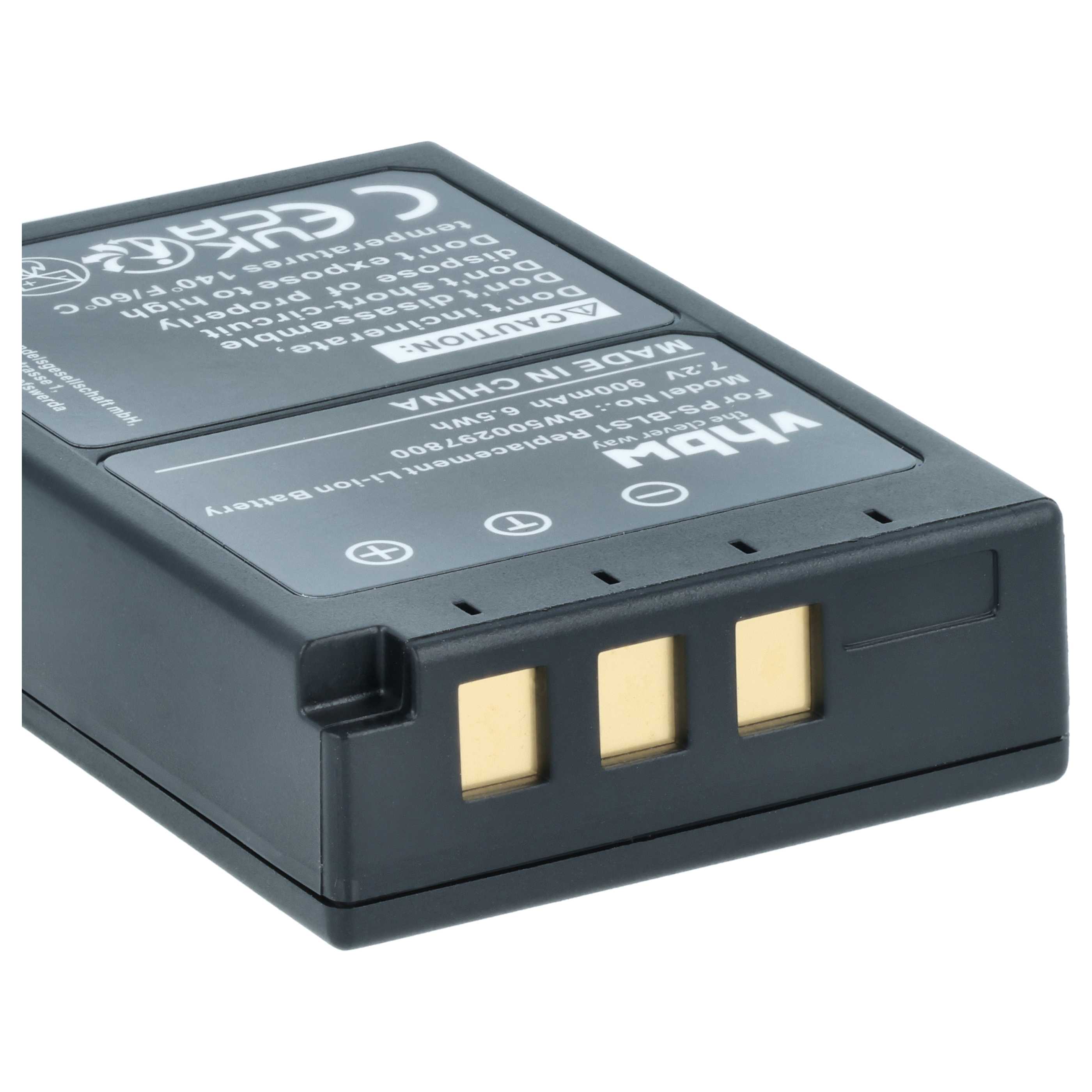 2x Battery replaces Olympus PS-BLS1 - 900mAh, 7.2V, Li-Ion