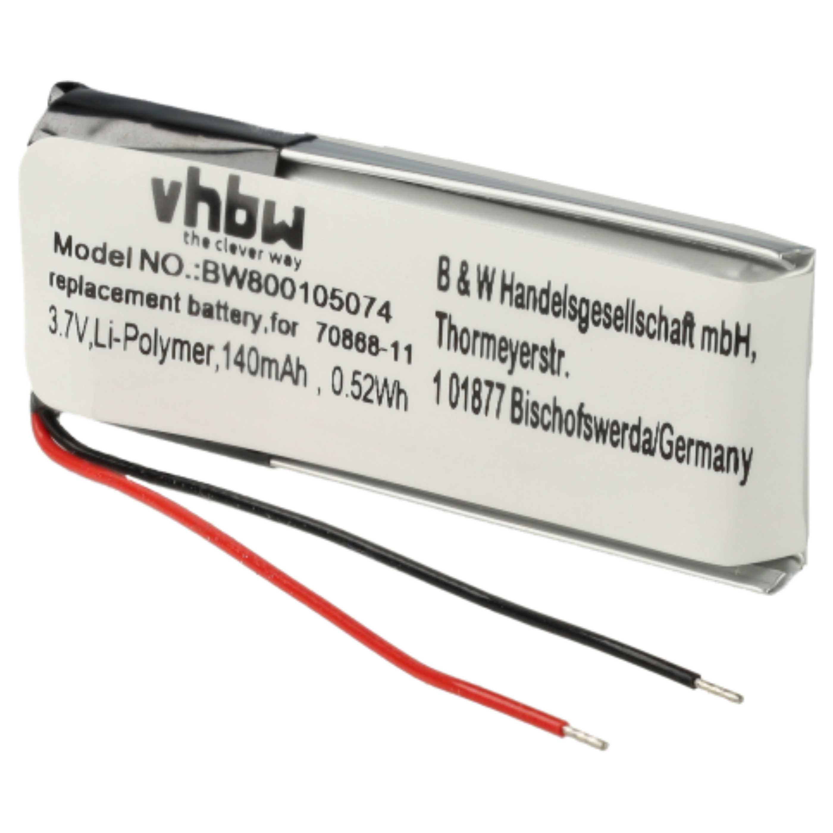 2x Akumulator do słuchawek bezprzewodowych zamiennik Jabra AHB371030PA, 73366-01, 70868-1 - 140 mAh 3,7 V LiPo