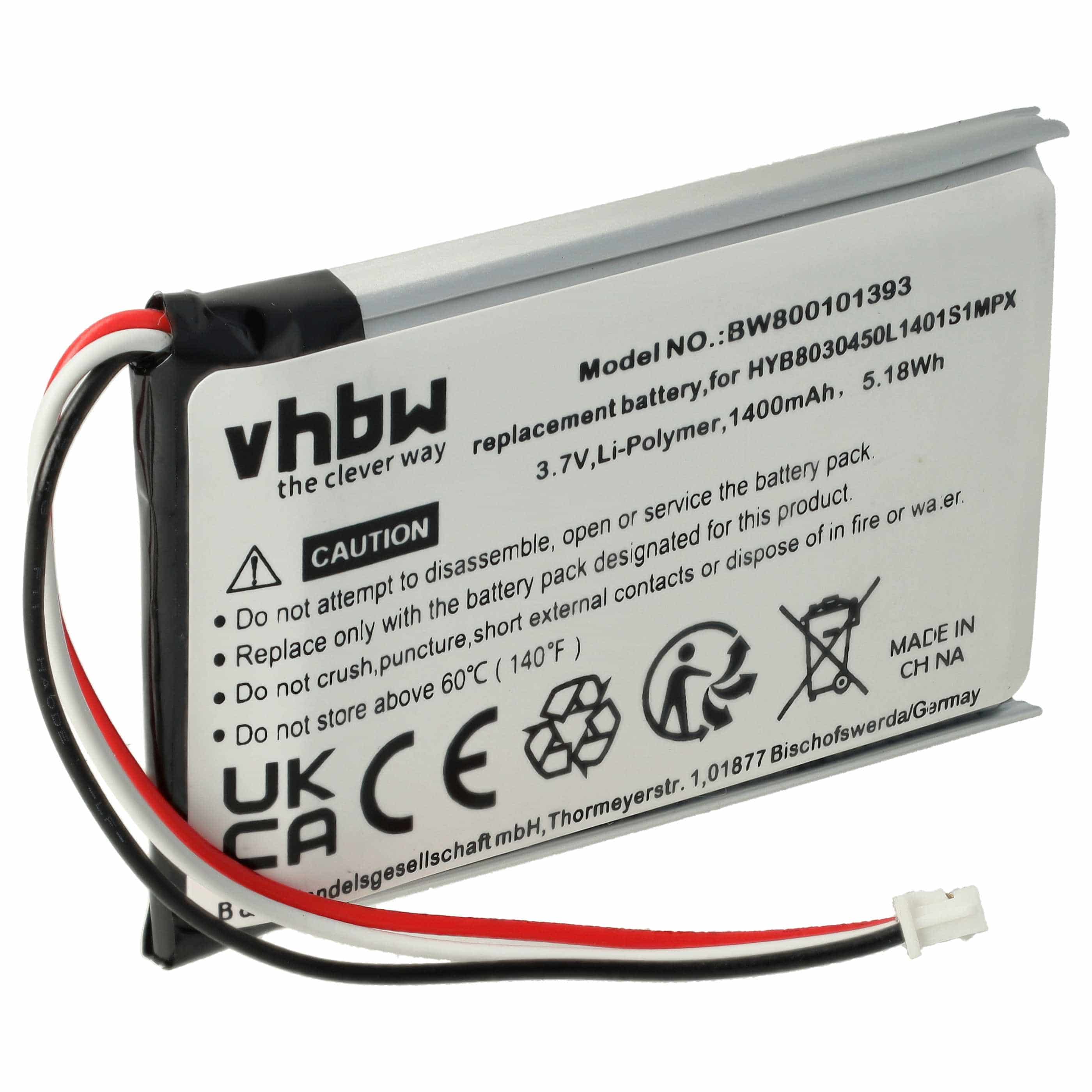 Akumulator do nawigacji GPS zamiennik VDO HYB8030450L1401S1MPX, MA3060 - 1400 mAh 3,7 V Li-Ion