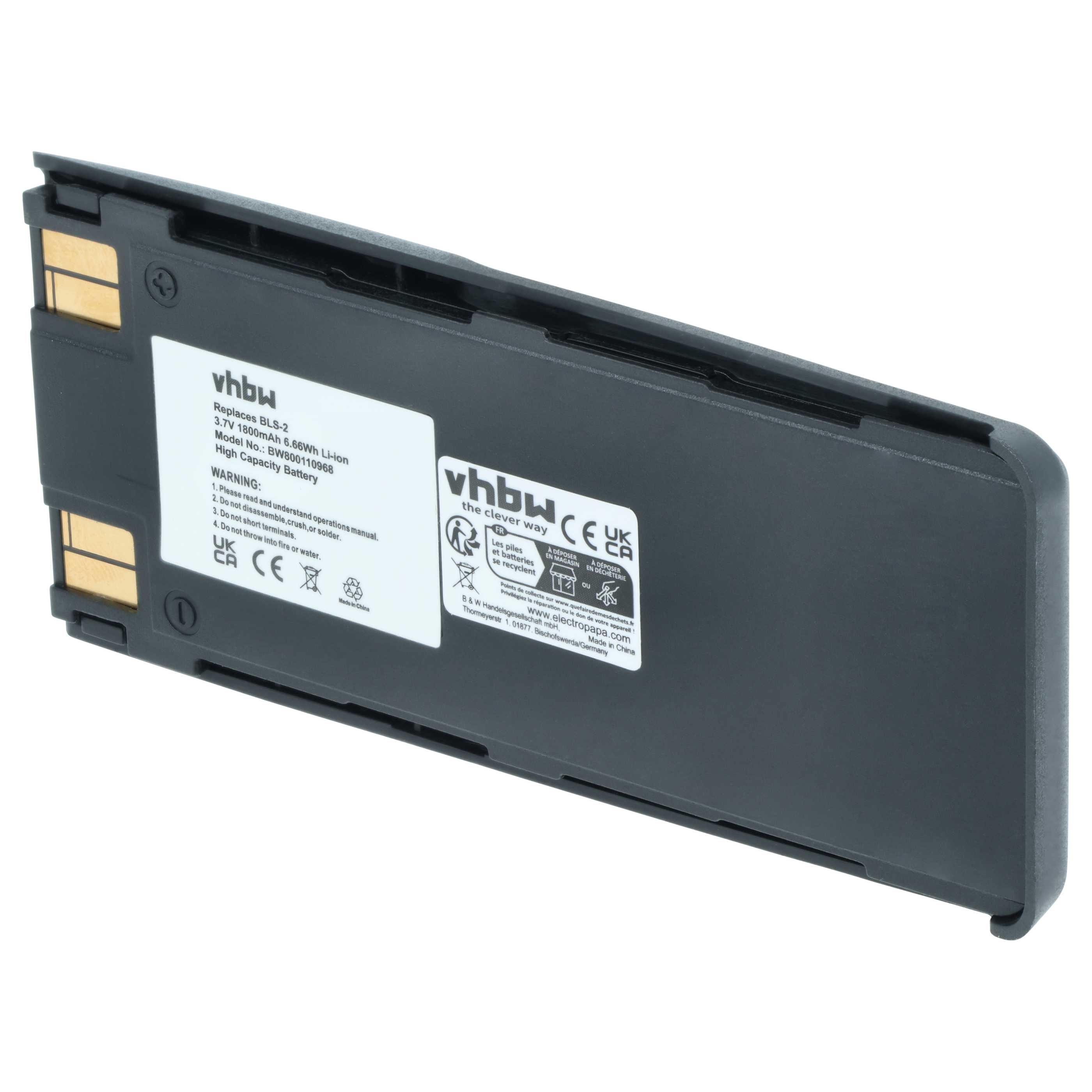 Akumulator do telefonu smartfona zamiennik Nokia BLS-4, BMS-2S, BLS-2, BLS-2N, BPS-2 - 1800 mAh 3,7 V Li-Ion