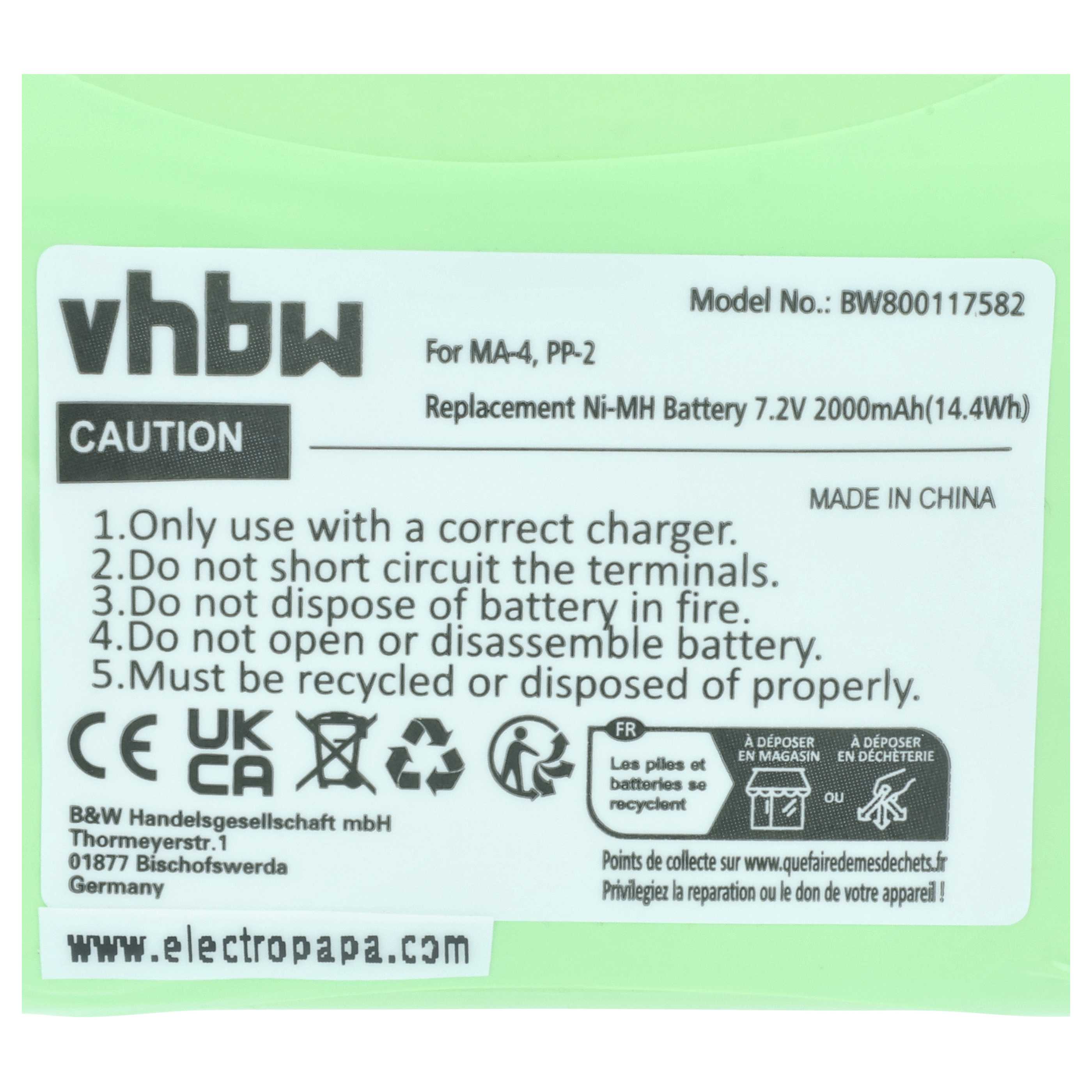 Batterie remplace Teac BP-R1, BP-R12EU, BP-R1EU, BP-R2, BP-R5 radio - 2000mAh 7,2V NiMH