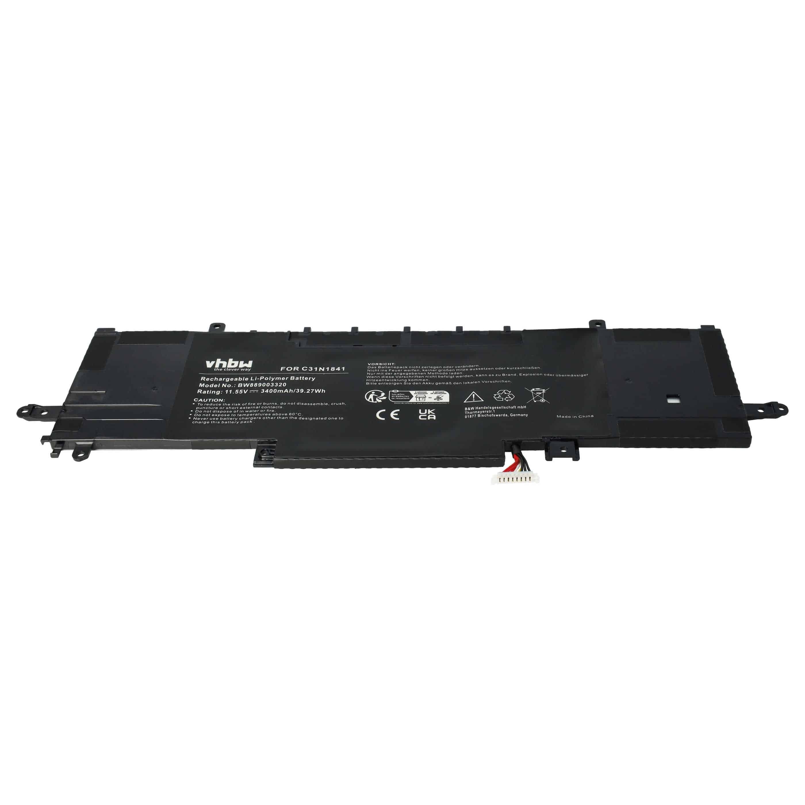 Batterie remplace Asus 0B200-03420200, C31N1841 pour ordinateur portable - 3400mAh 11,55V Li-polymère