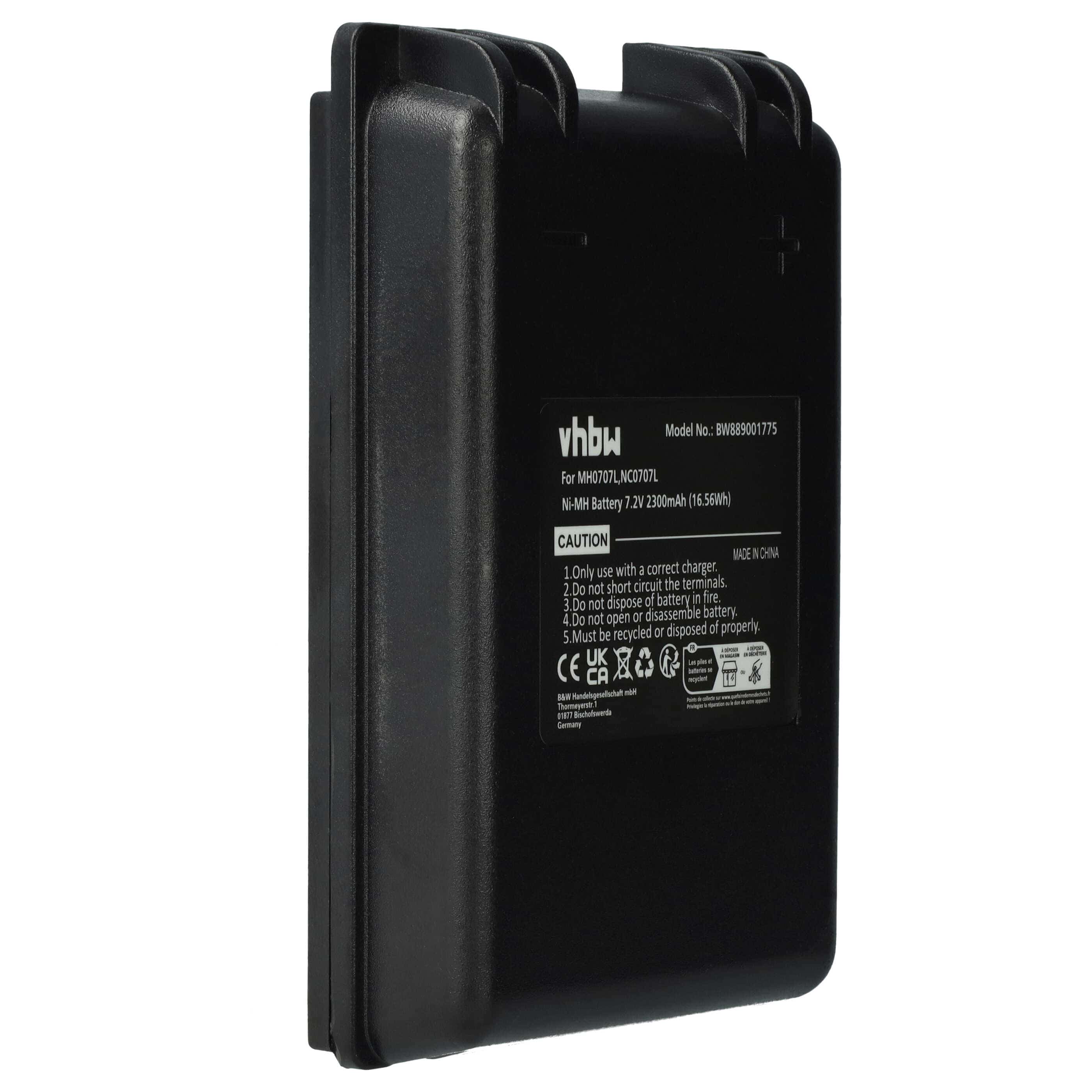 Battery as Replacement for Autec MH0707L, NC0707L Remote Control - 2300 mAh 7.2 V NiMH