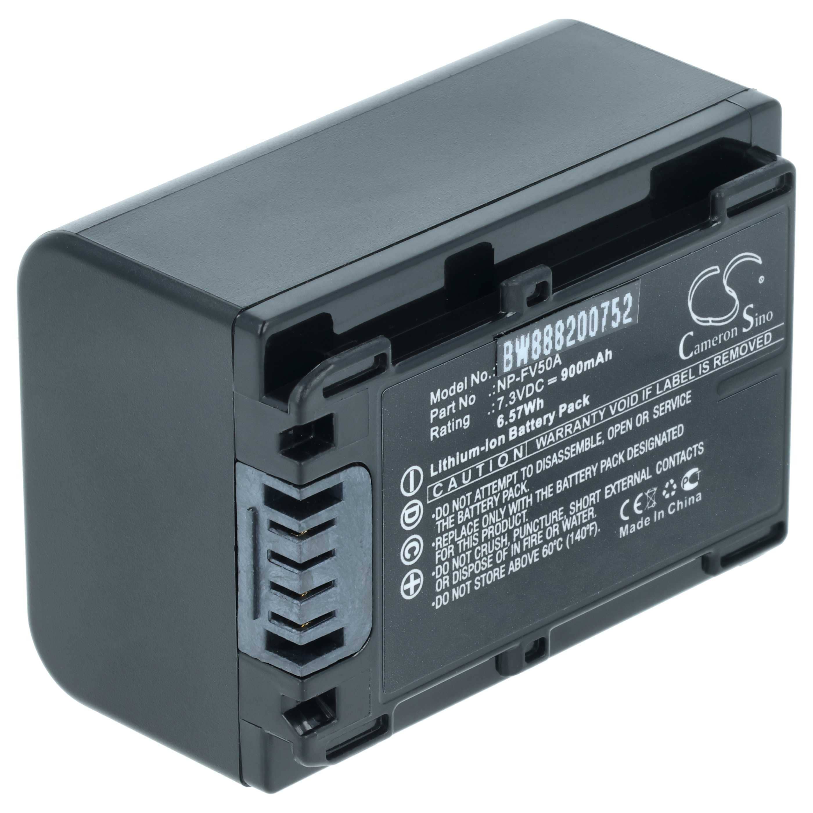 Videocamera Battery replaces Sony NP-FV50A - 900 mAh 7.3 V Li-Ion