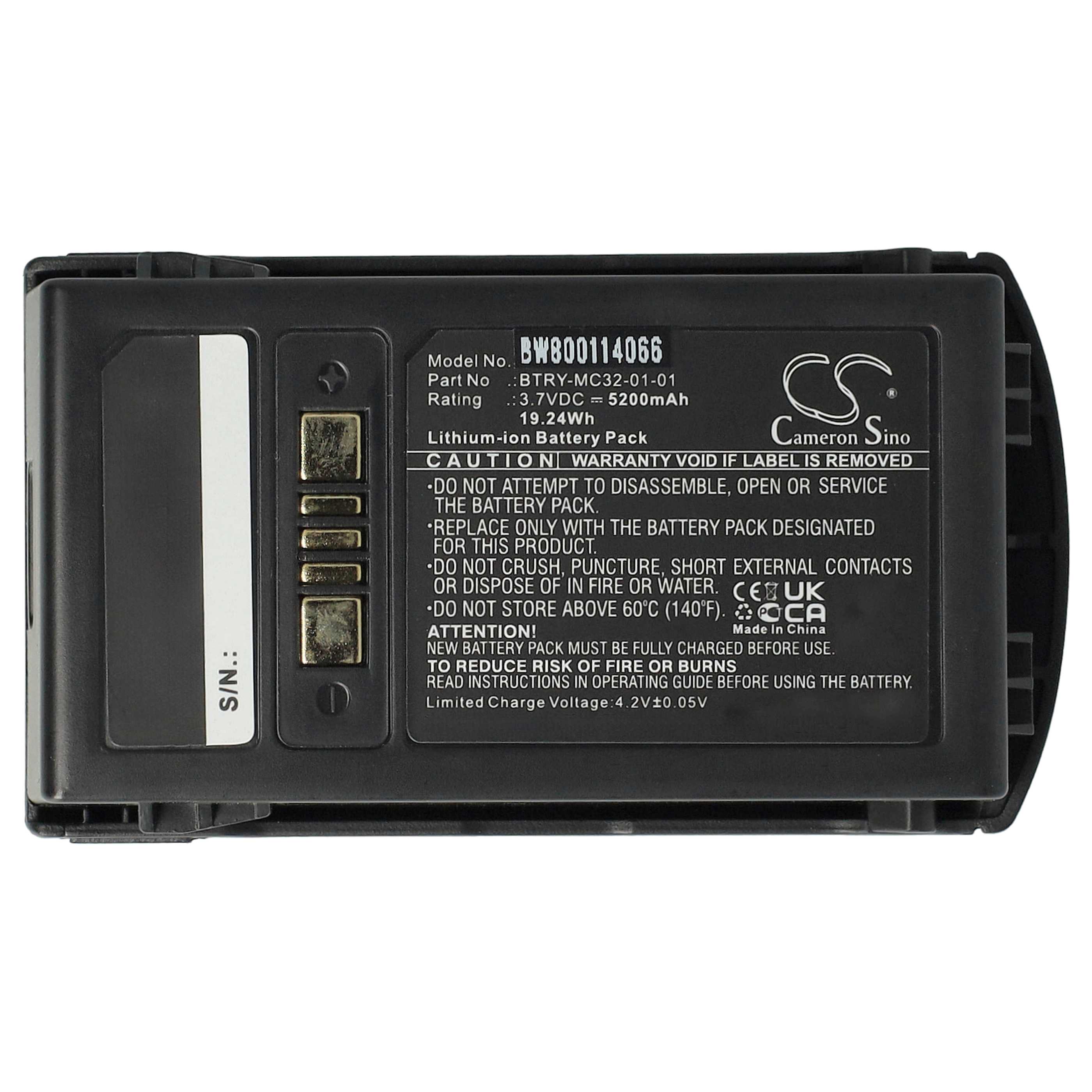 5x Batteria sostituisce Motorola 82-000012-01, BT-000375 per barcode scanner Motorola - 5200mAh 3,7V Li-Ion