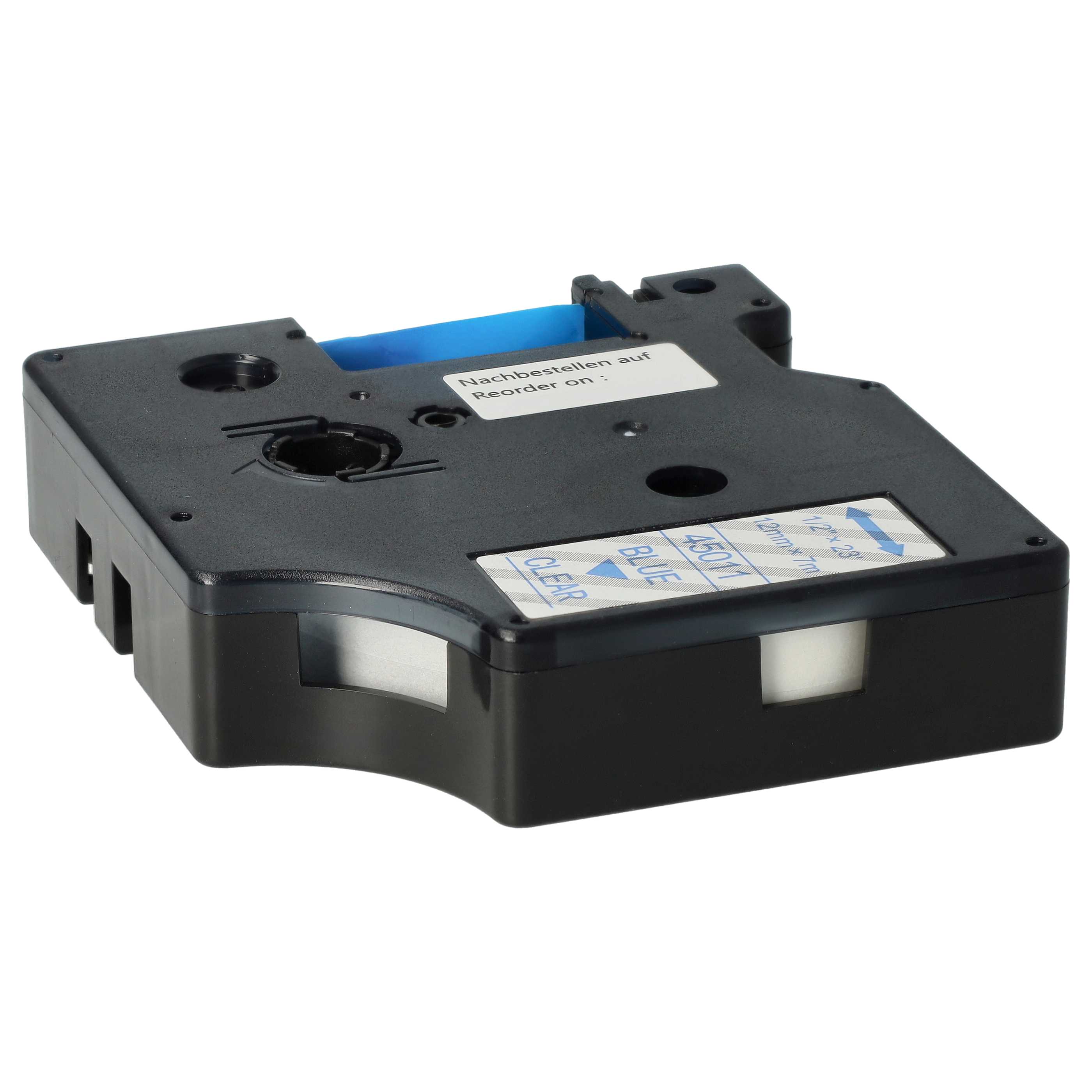 Label Tape replaces Dymo D1, 45011 - 12 mm Blue to Transparent
