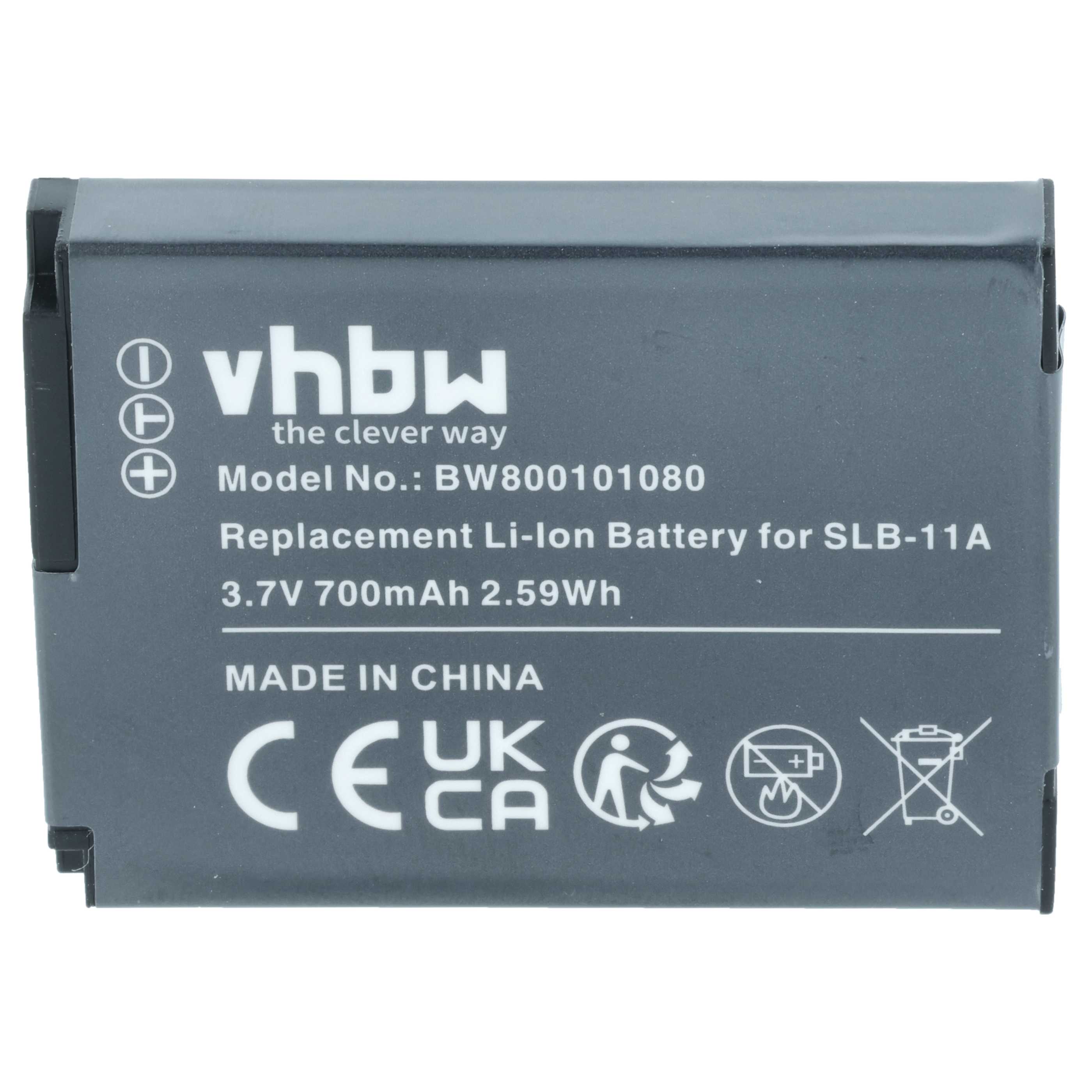 2x Akumulator do aparatu cyfrowego zamiennik Samsung SLB-11a - 700 mAh 3,6 V Li-Ion
