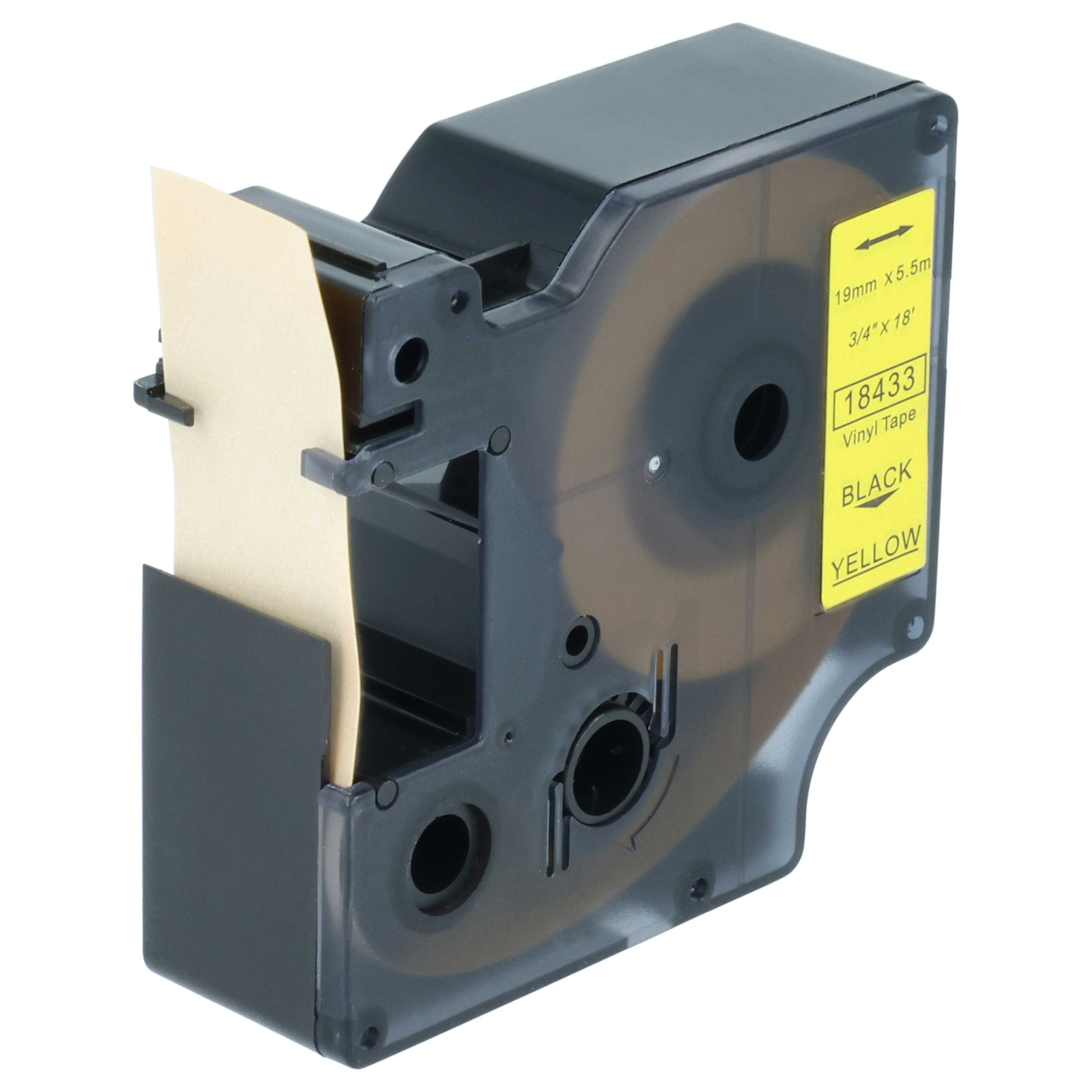Cassetta nastro sostituisce Dymo 18433 per etichettatrice 19mm nero - giallo, vinile