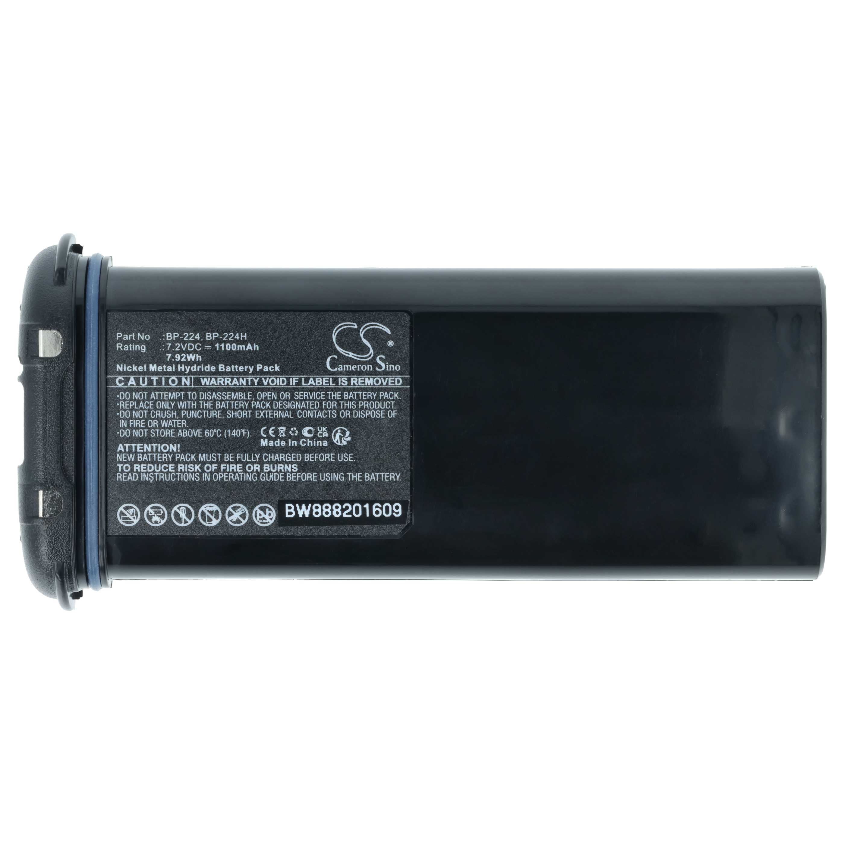 Batteria sostituisce Icom BP-224, BP-224H per dispositivo radio - 1100mAh 7,2V NiMH