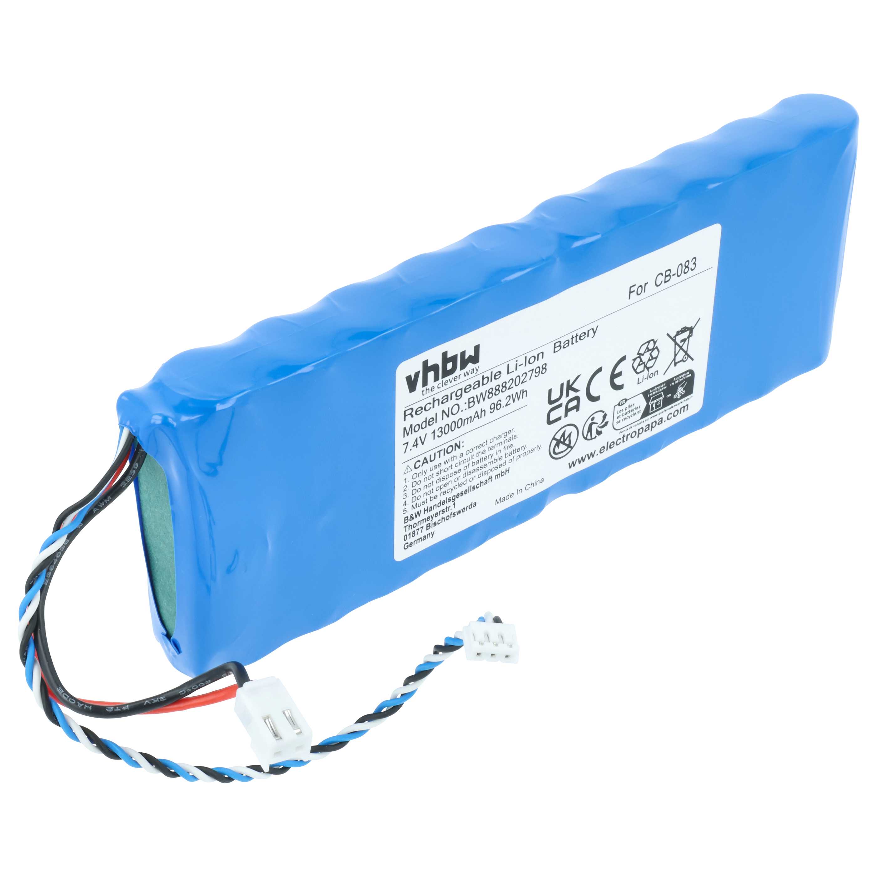 Batería reemplaza Promax CB-083 para dispositivo medición (13000 mAh, 7,4 V, Li-Ion)