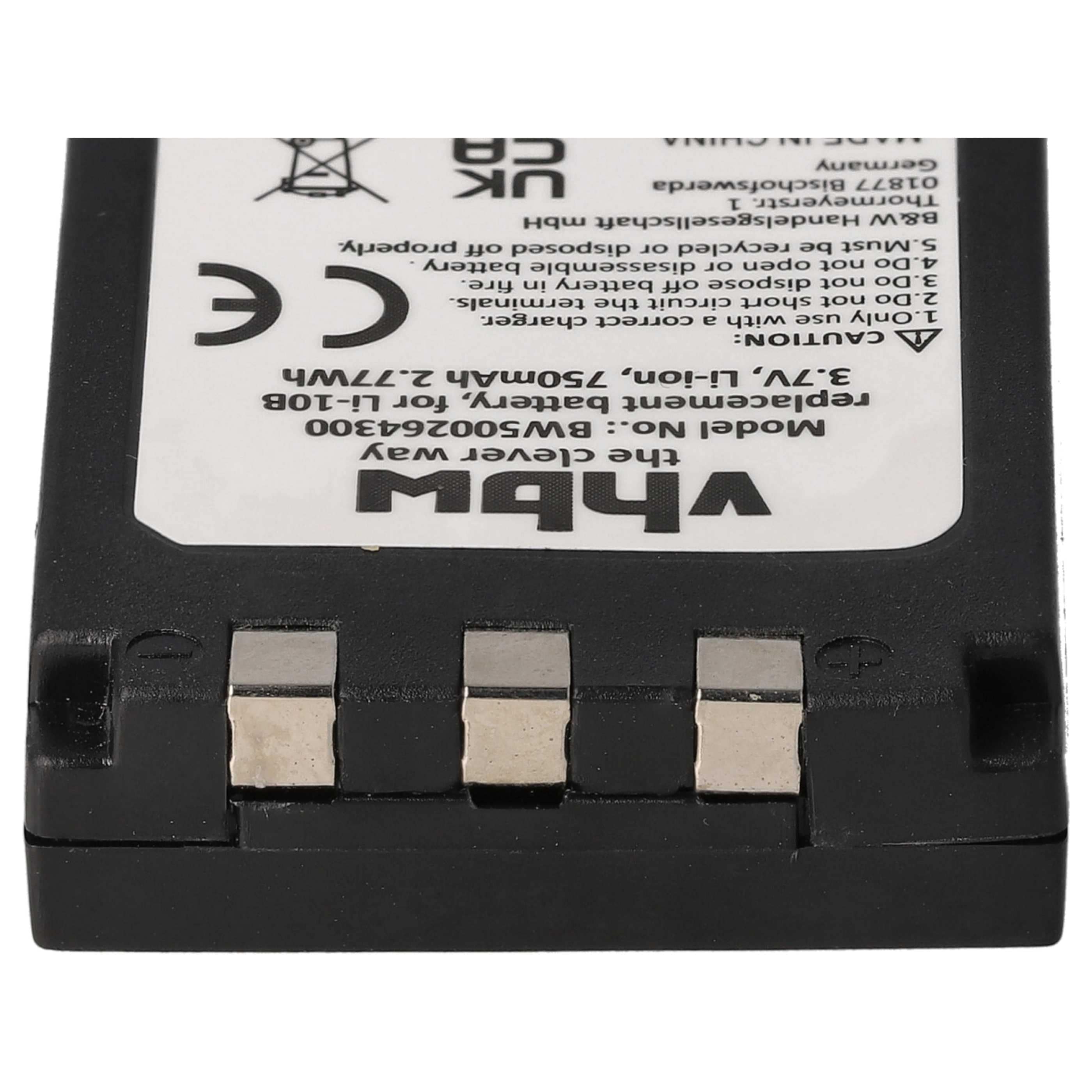 2x Battery replaces Olympus Li-12B, Li-10B - 750mAh, 3.7V, Li-Ion