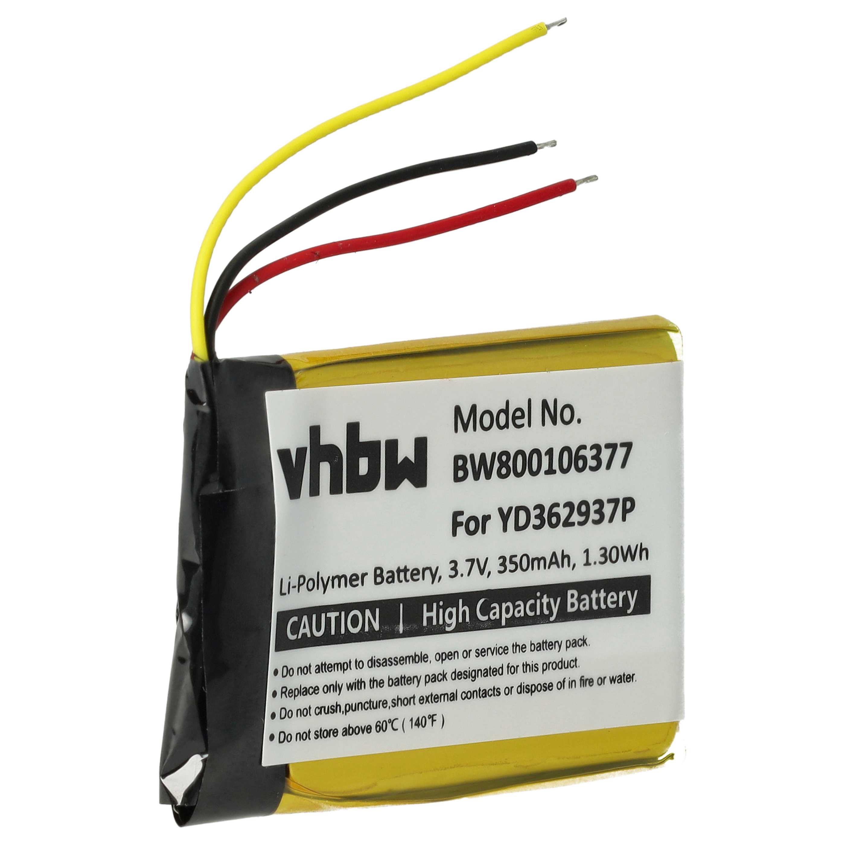 Batterie remplace GoPro YD362937P pour télécommande - 350mAh 3,7V Li-polymère