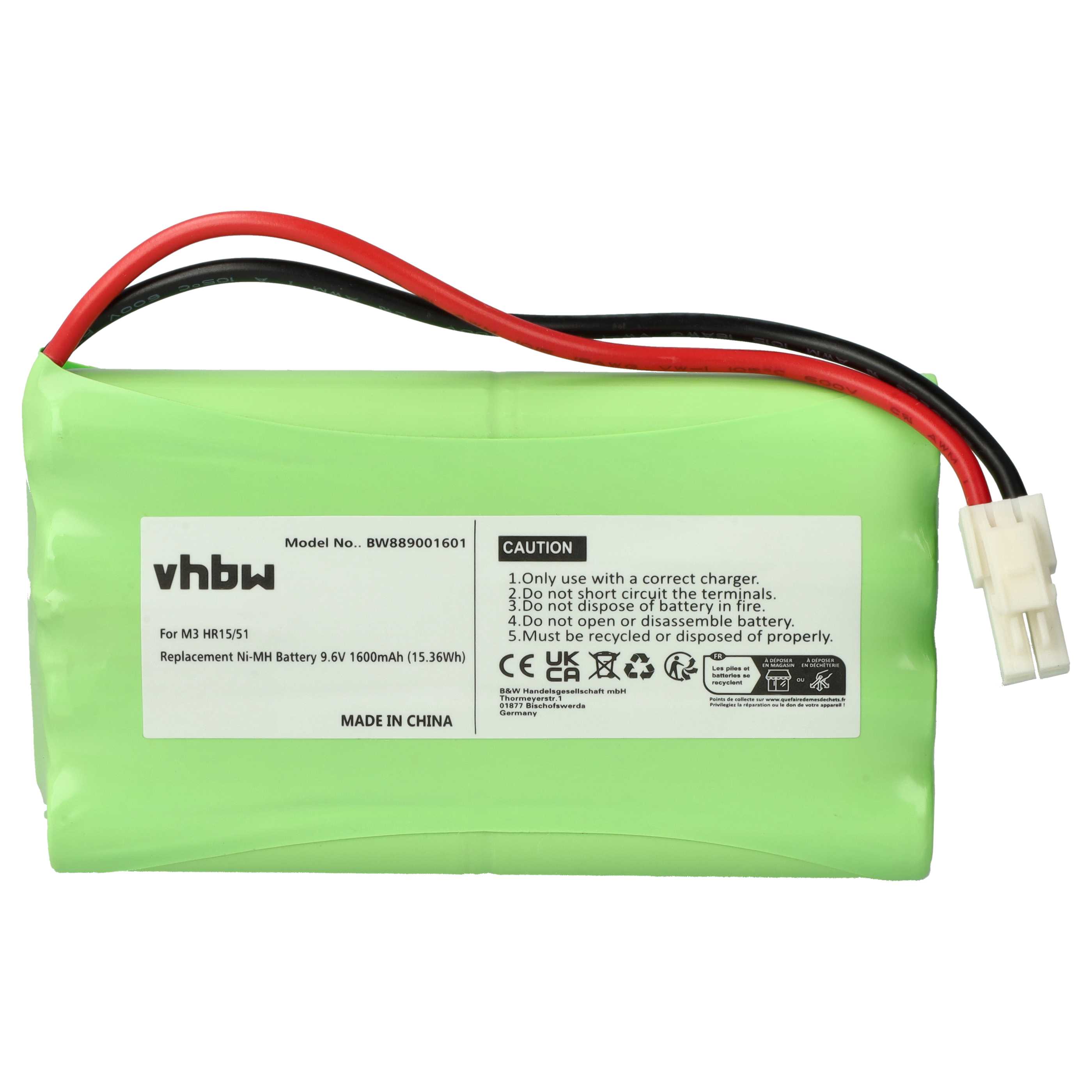 Sliding Gate Operator Battery replaces Polargos S1512 - 1600 mAh 9.6 V NiMH